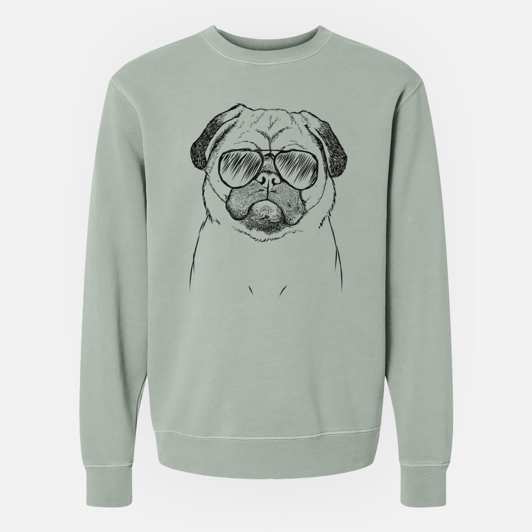 Aviator Ruby the Pug - Unisex Pigment Dyed Crew Sweatshirt