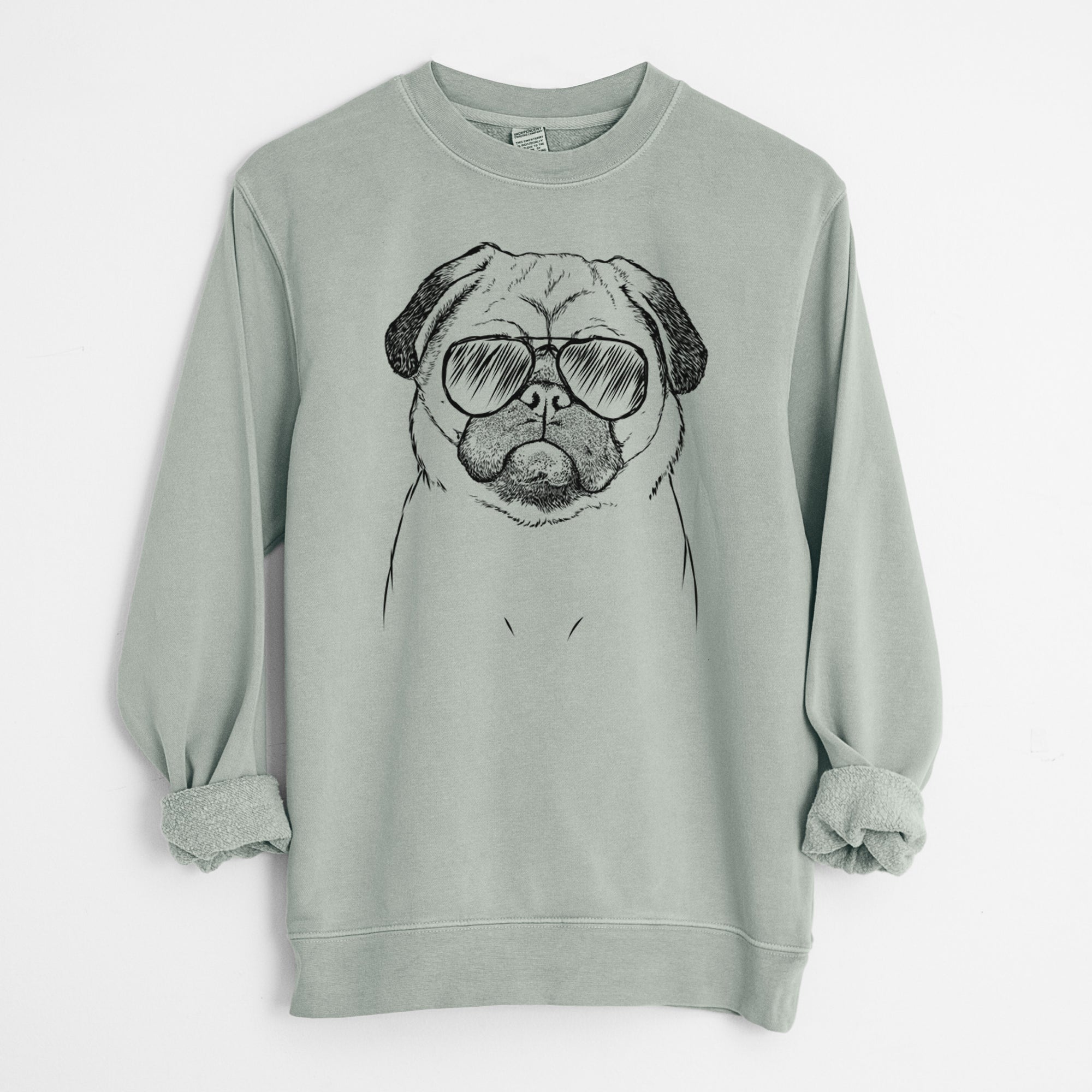 Aviator Ruby the Pug - Unisex Pigment Dyed Crew Sweatshirt