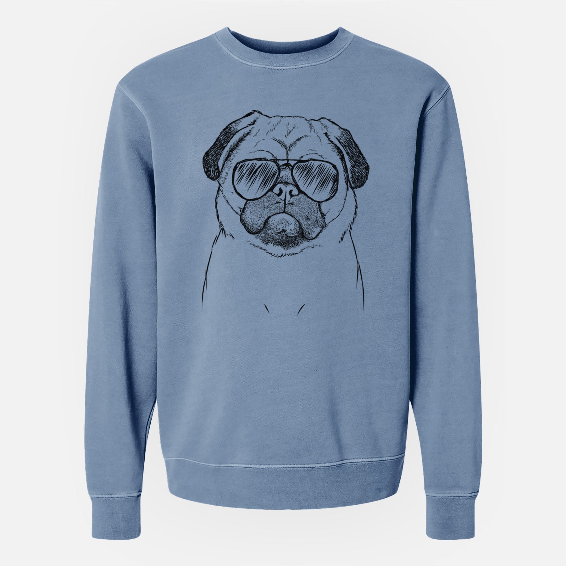 Aviator Ruby the Pug - Unisex Pigment Dyed Crew Sweatshirt