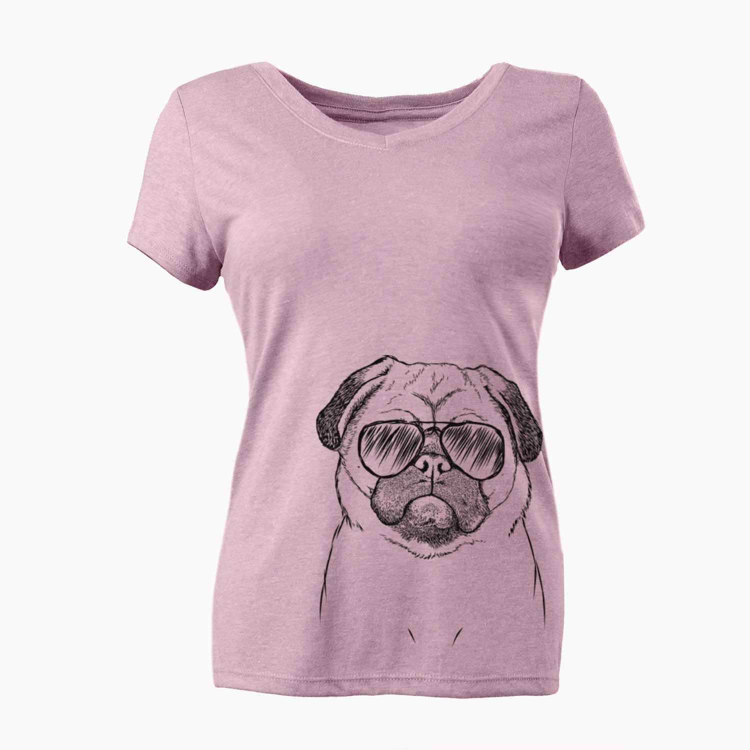 Aviator Ruby the Pug - Women's V-neck Shirt