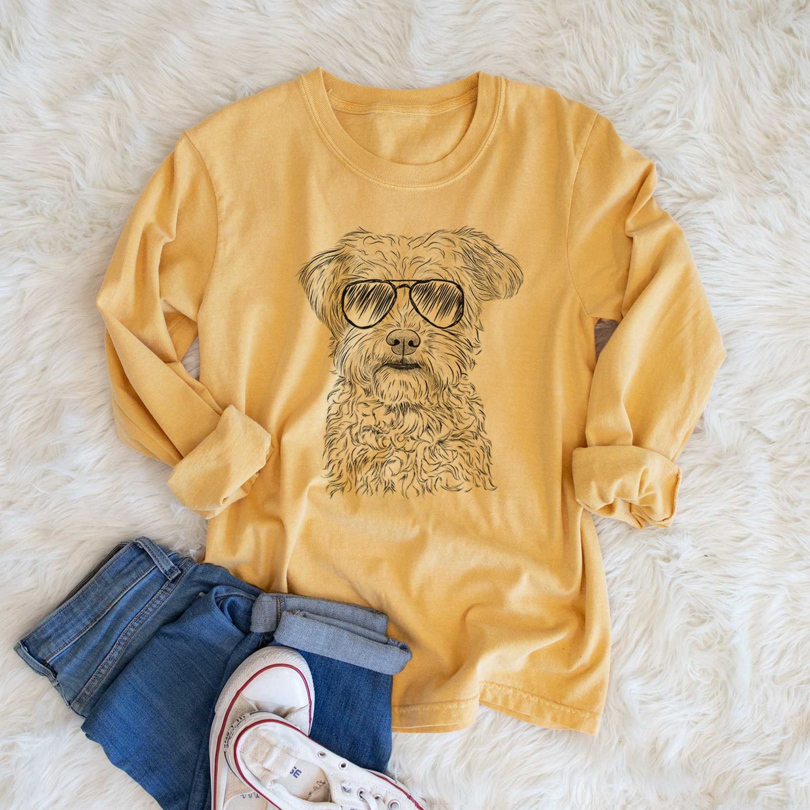 Aviators Rudy the Schnoodle - Heavyweight 100% Cotton Long Sleeve