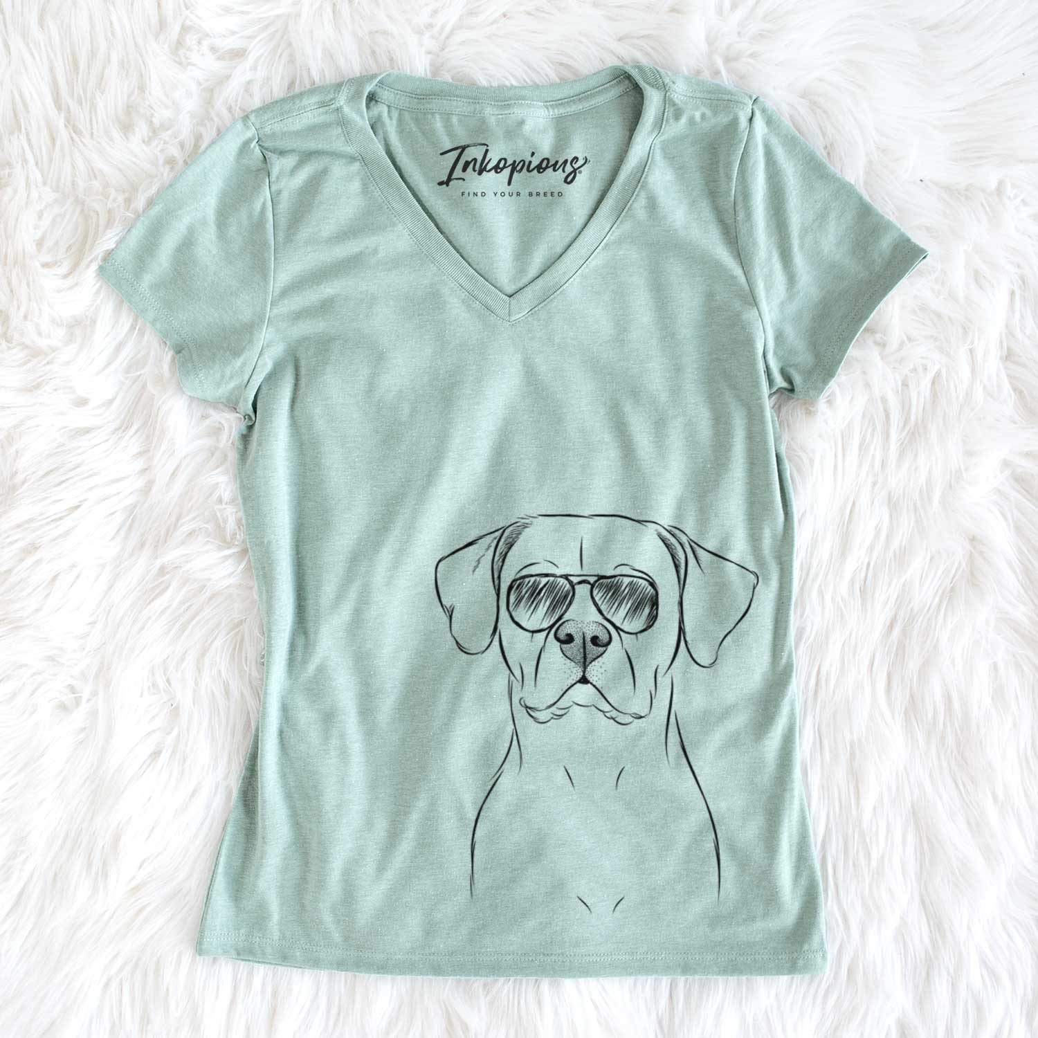 Aviator Rufio the Dogo Argentino - Women's V-neck Shirt