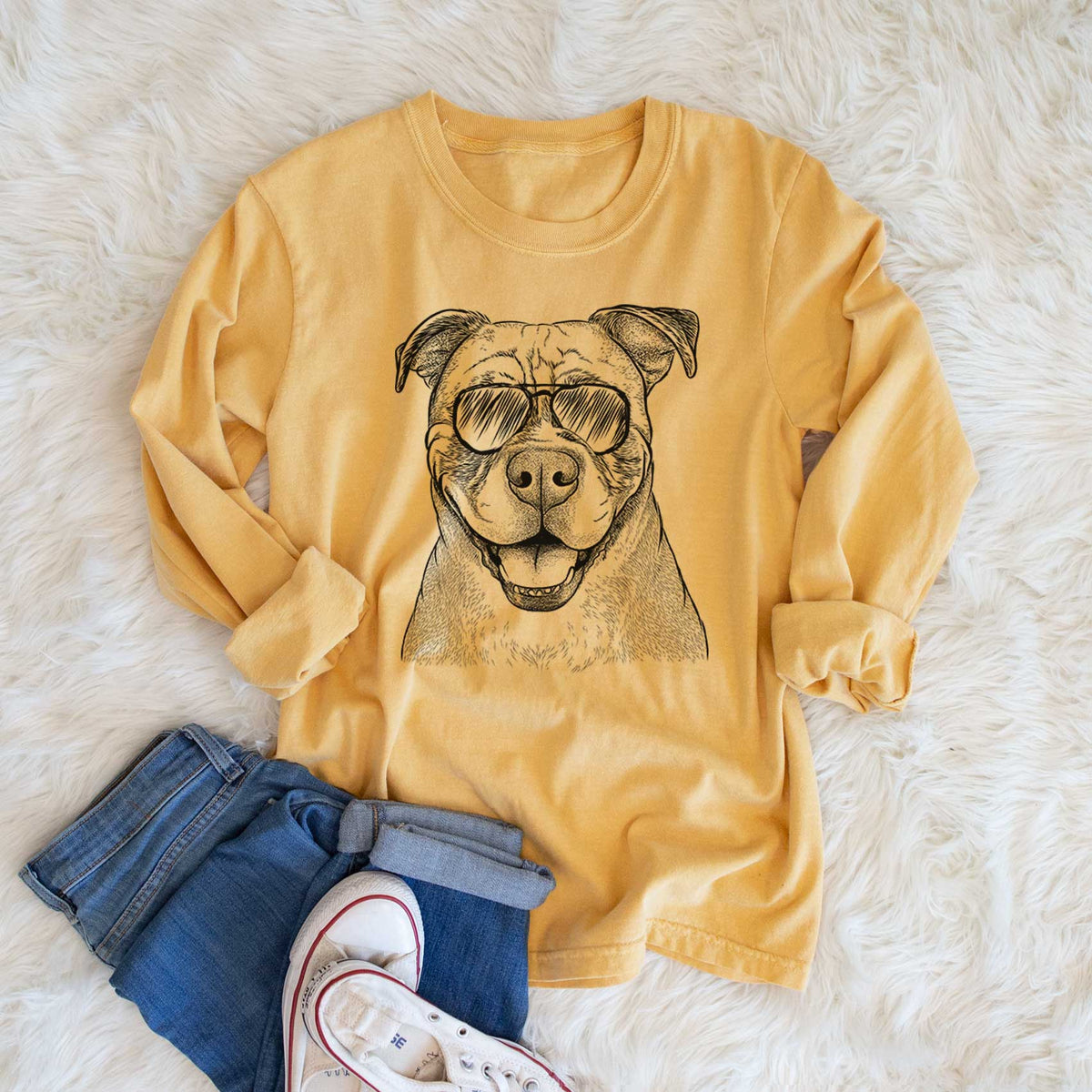 Aviators Rufus the American Bulldog - Heavyweight 100% Cotton Long Sleeve