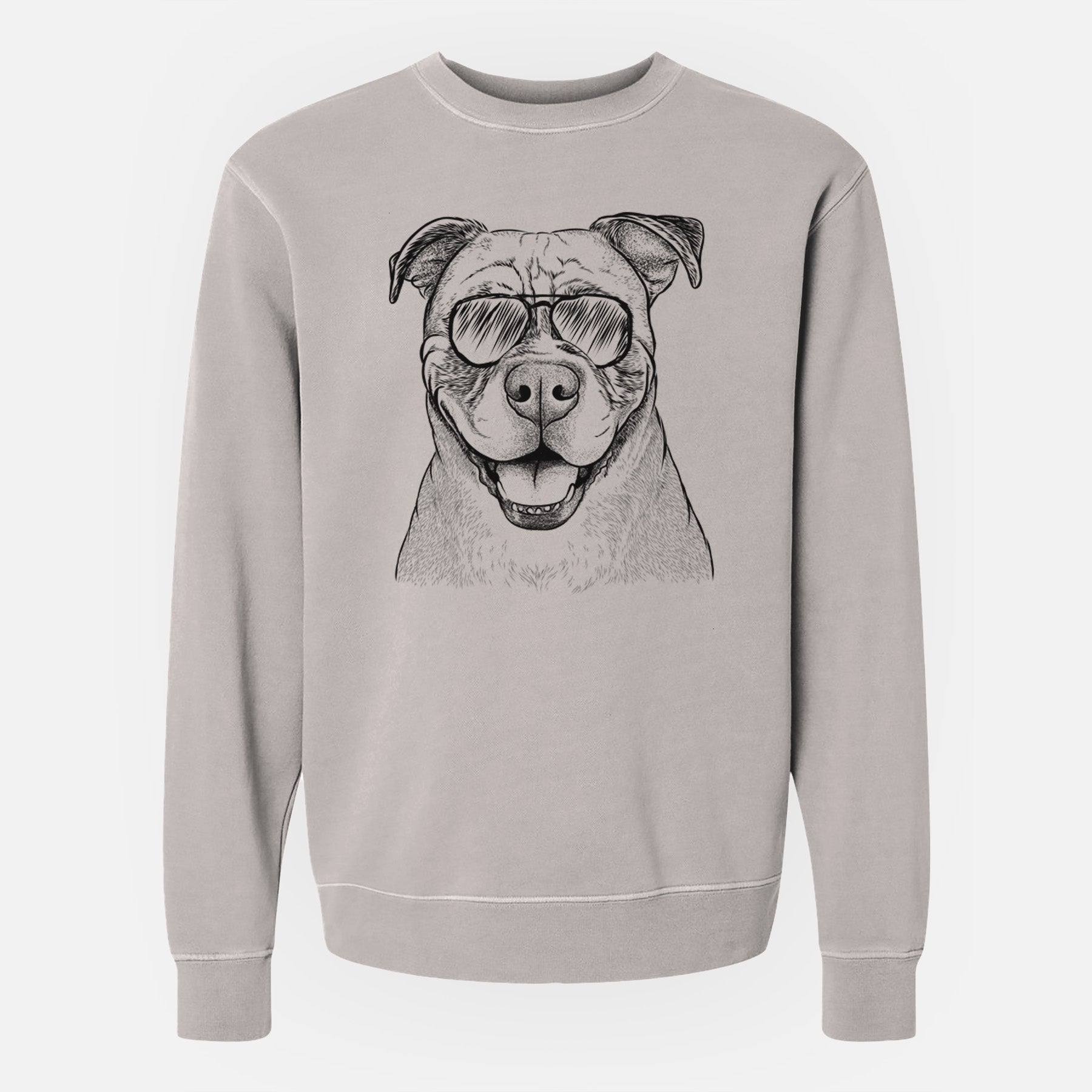 Aviator Rufus the American Bulldog - Unisex Pigment Dyed Crew Sweatshirt