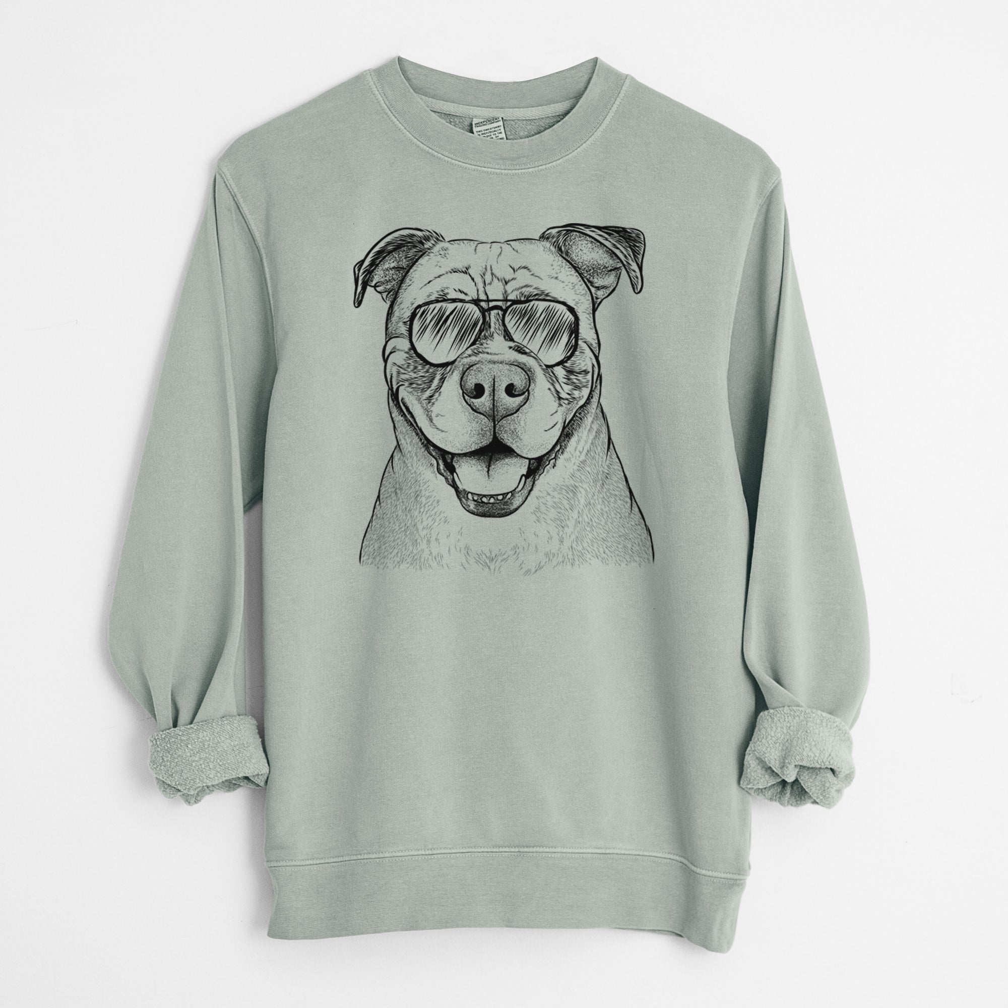 Aviator Rufus the American Bulldog - Unisex Pigment Dyed Crew Sweatshirt