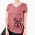 Aviator Rufus the American Bulldog - Women's V-neck Shirt