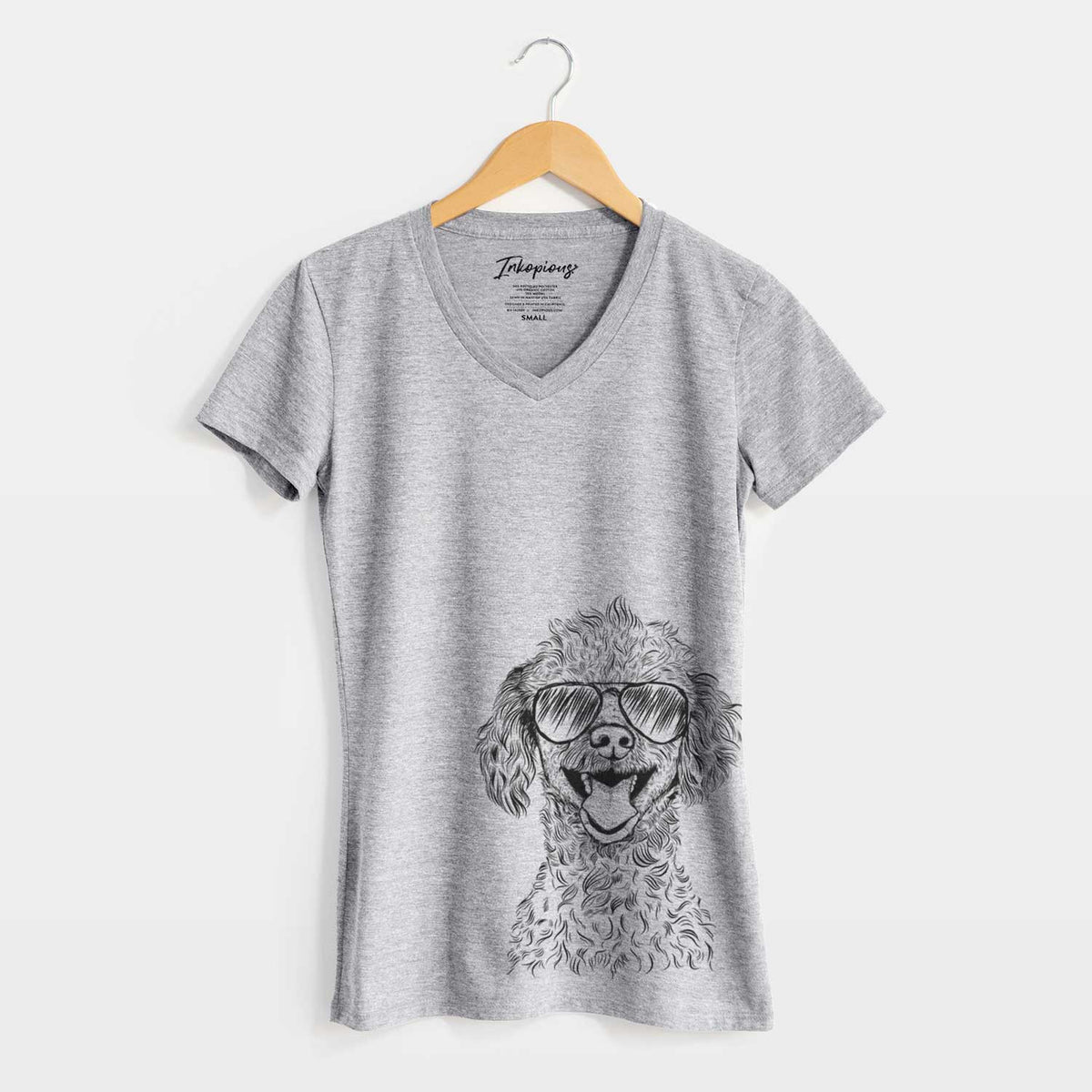 Aviator Rusty the Toy Poodle - Women&#39;s V-neck Shirt