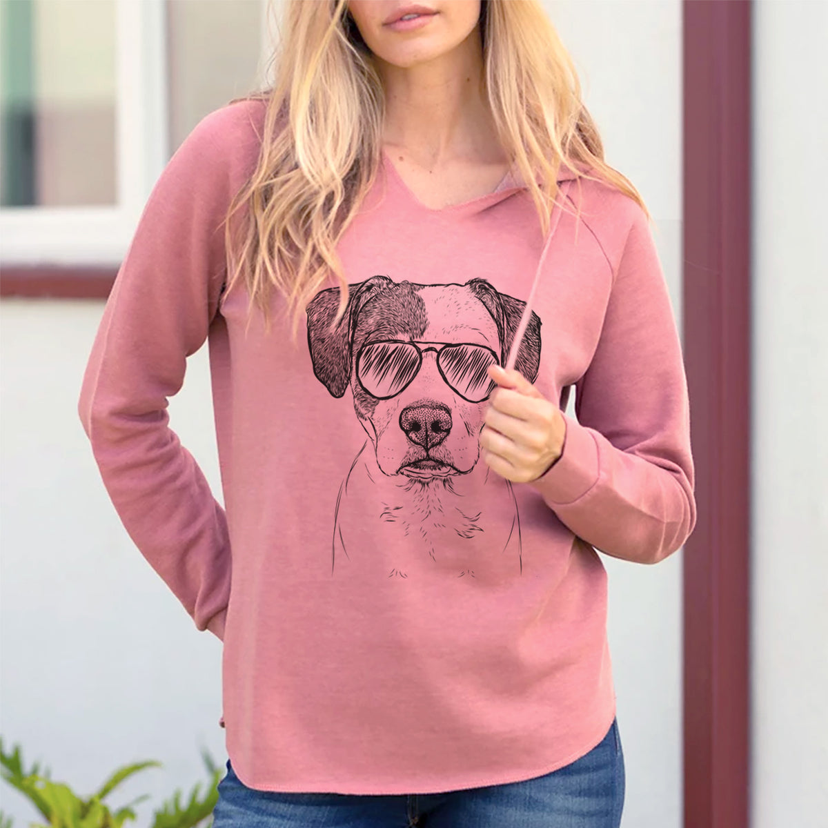 Aviator Ryleigh the Beagle Pitbull Mix - Cali Wave Hooded Sweatshirt