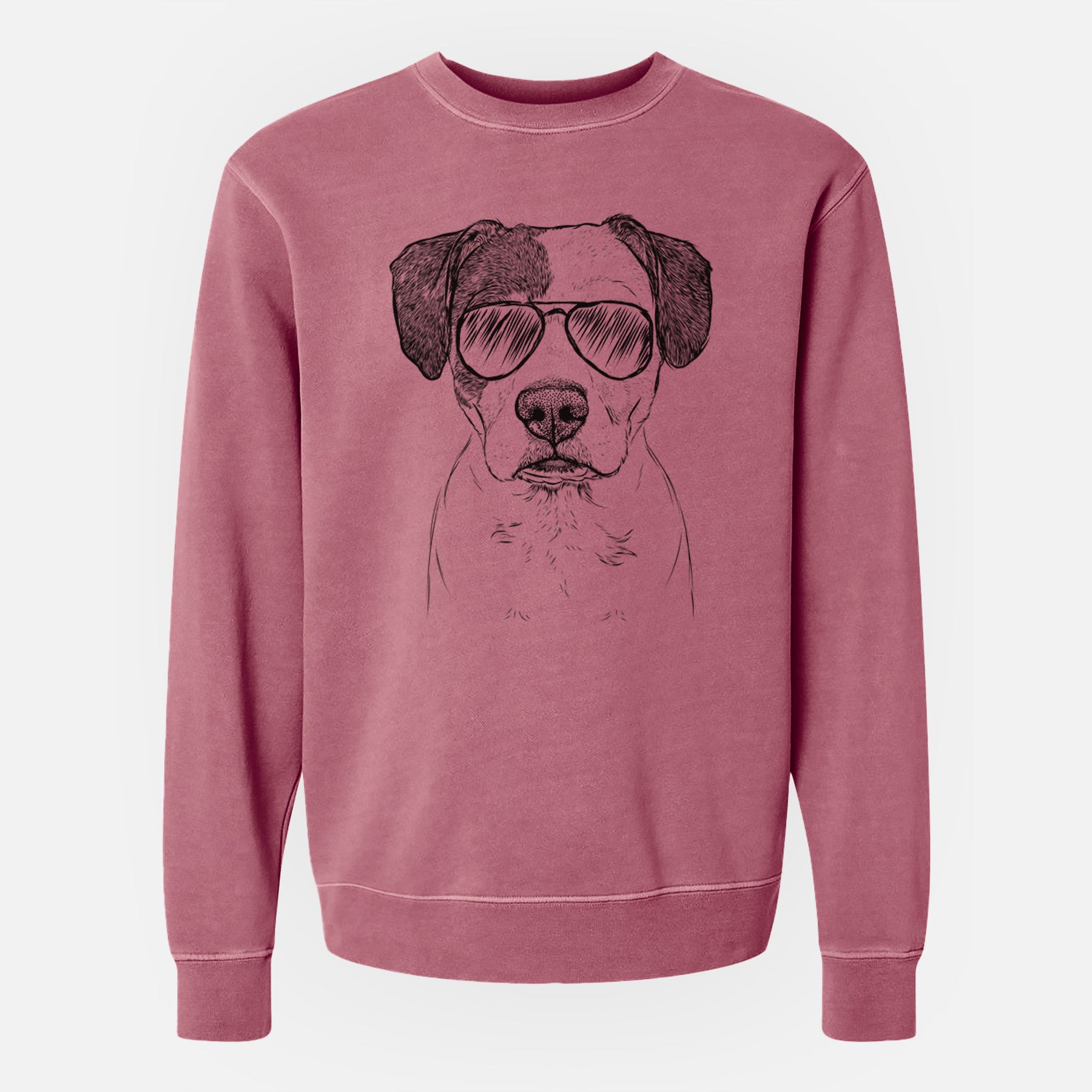 Aviator Ryleigh the Beagle Pitbull Mix - Unisex Pigment Dyed Crew Sweatshirt