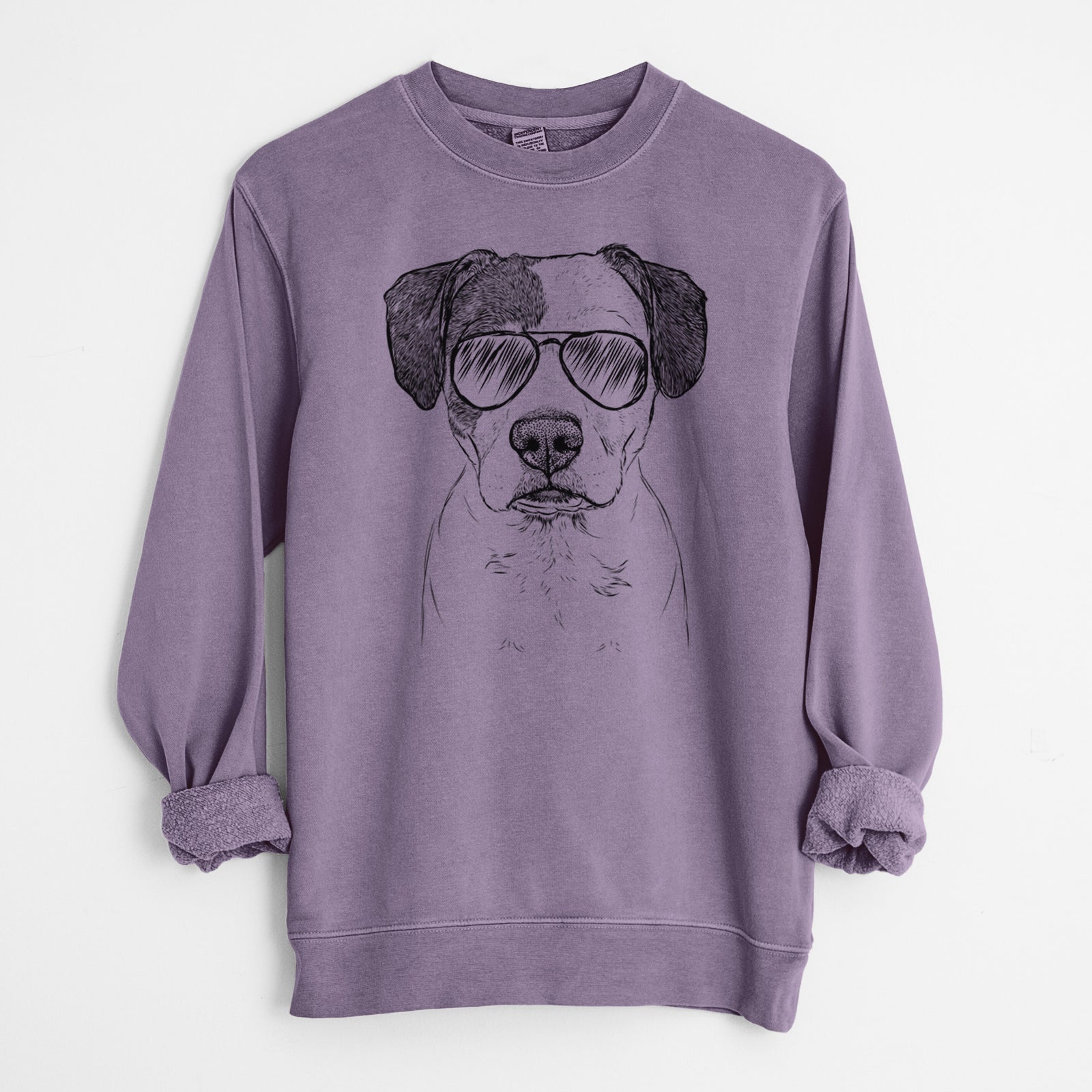 Aviator Ryleigh the Beagle Pitbull Mix - Unisex Pigment Dyed Crew Sweatshirt