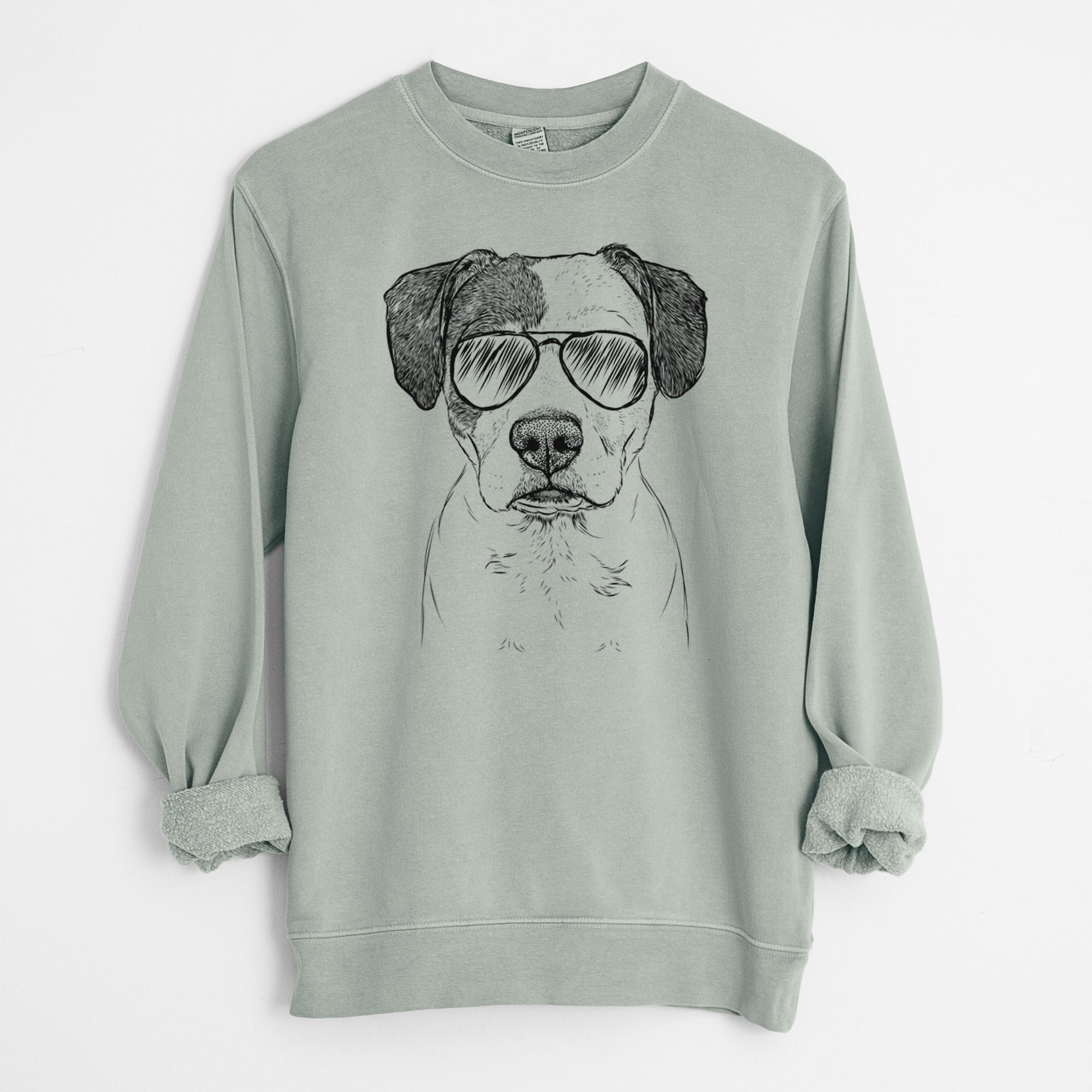 Aviator Ryleigh the Beagle Pitbull Mix - Unisex Pigment Dyed Crew Sweatshirt