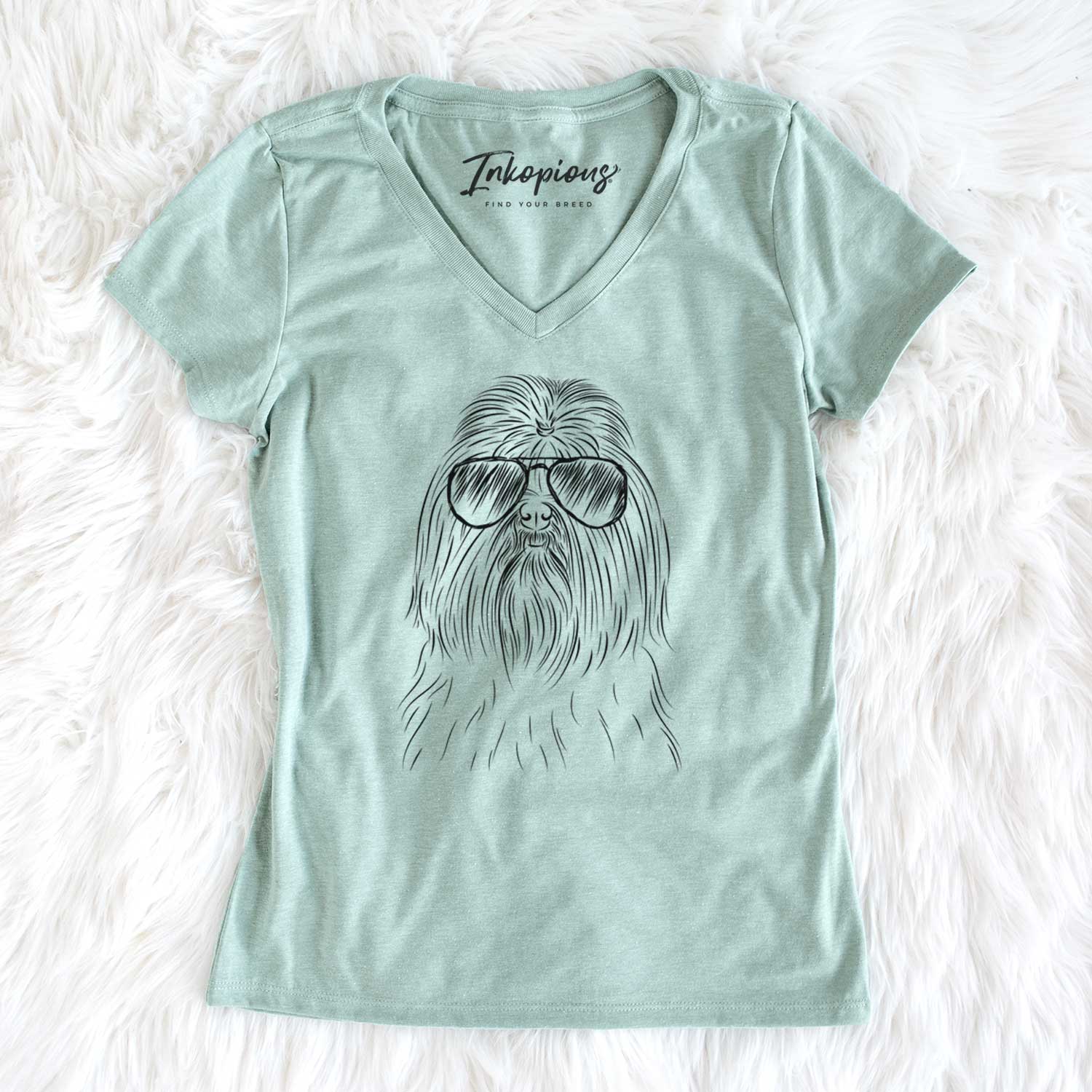 Aviator Sabine the Shih Tzu - Women's V-neck Shirt