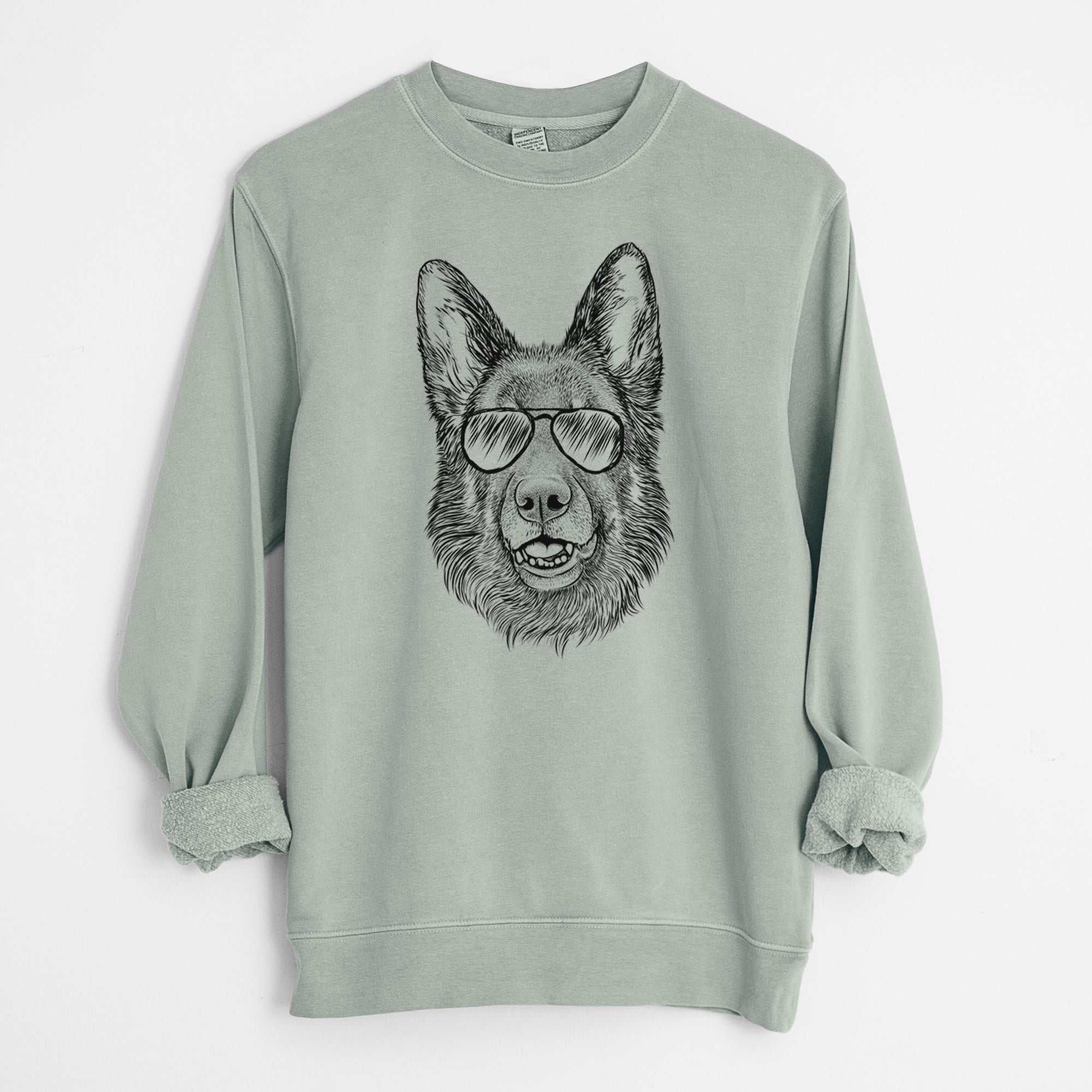 Aviator Sammie the German Shepherd - Unisex Pigment Dyed Crew Sweatshirt