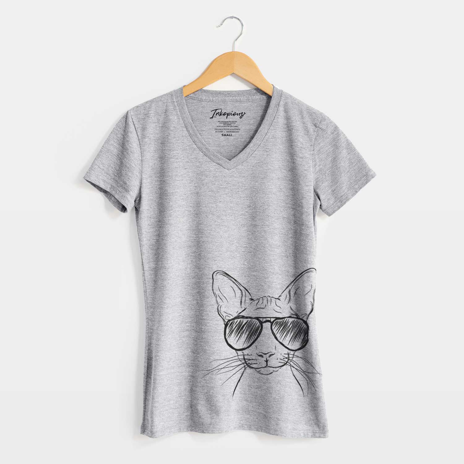 Aviator Sammy the Spinx Cat - Women's V-neck Shirt