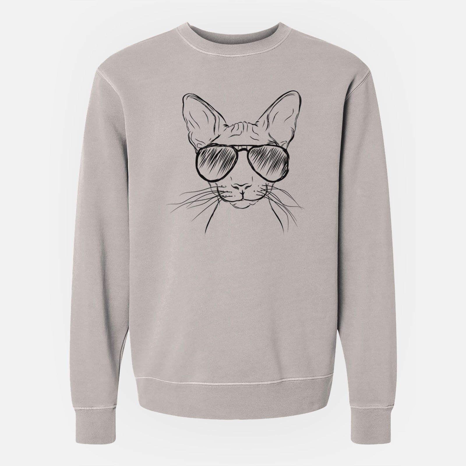 Aviator Sammy the Spinx Cat - Unisex Pigment Dyed Crew Sweatshirt
