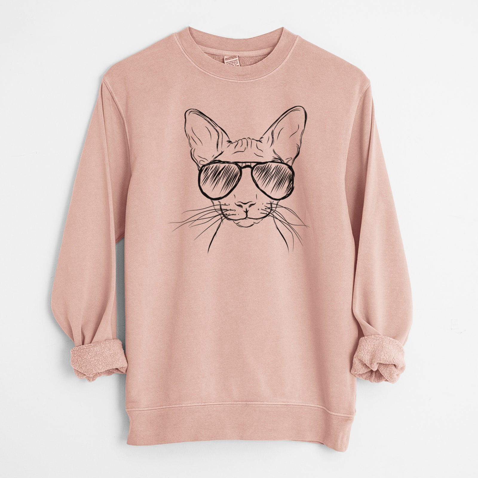 Aviator Sammy the Spinx Cat - Unisex Pigment Dyed Crew Sweatshirt