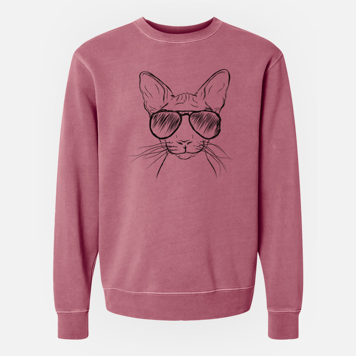 Aviator Sammy the Spinx Cat - Unisex Pigment Dyed Crew Sweatshirt