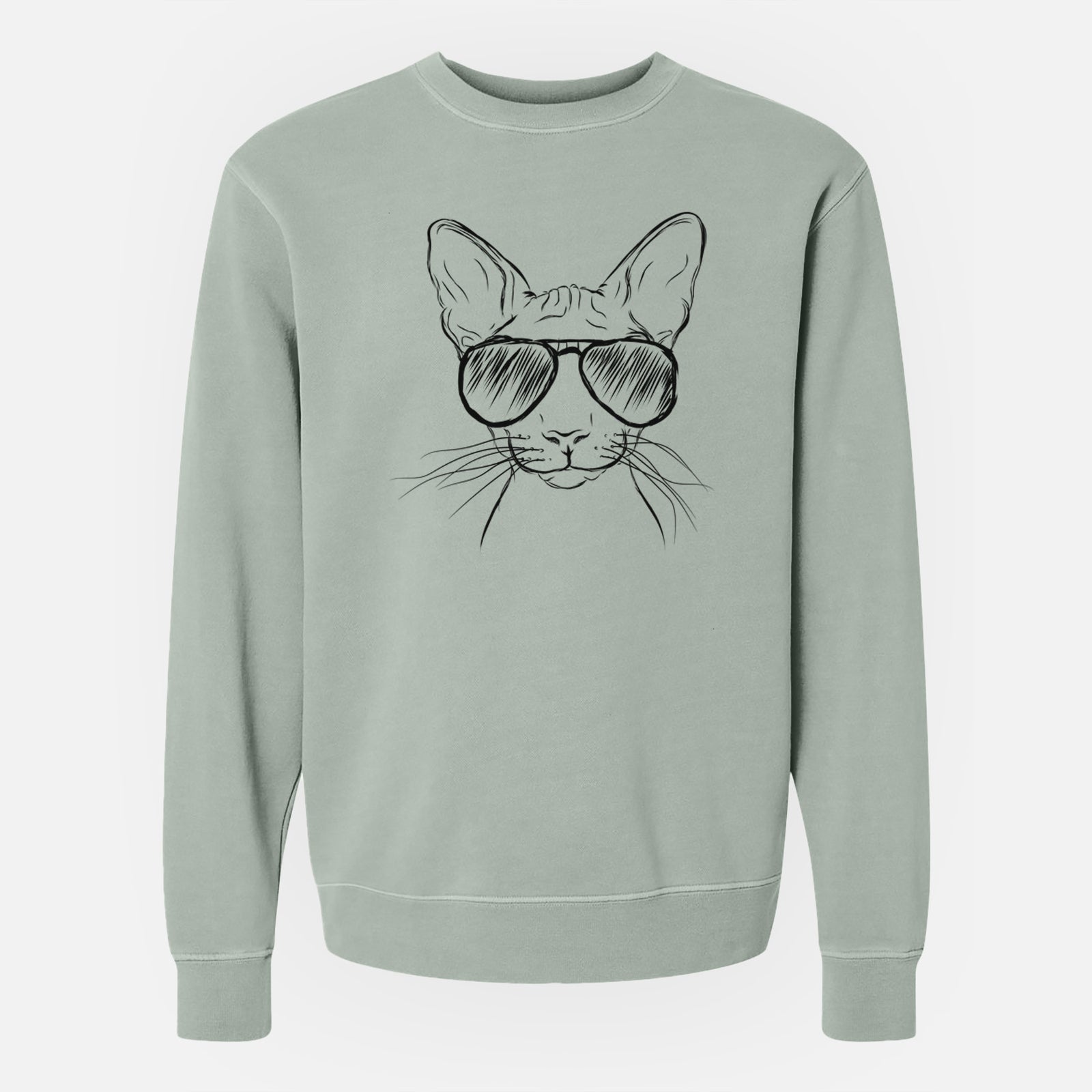 Aviator Sammy the Spinx Cat - Unisex Pigment Dyed Crew Sweatshirt