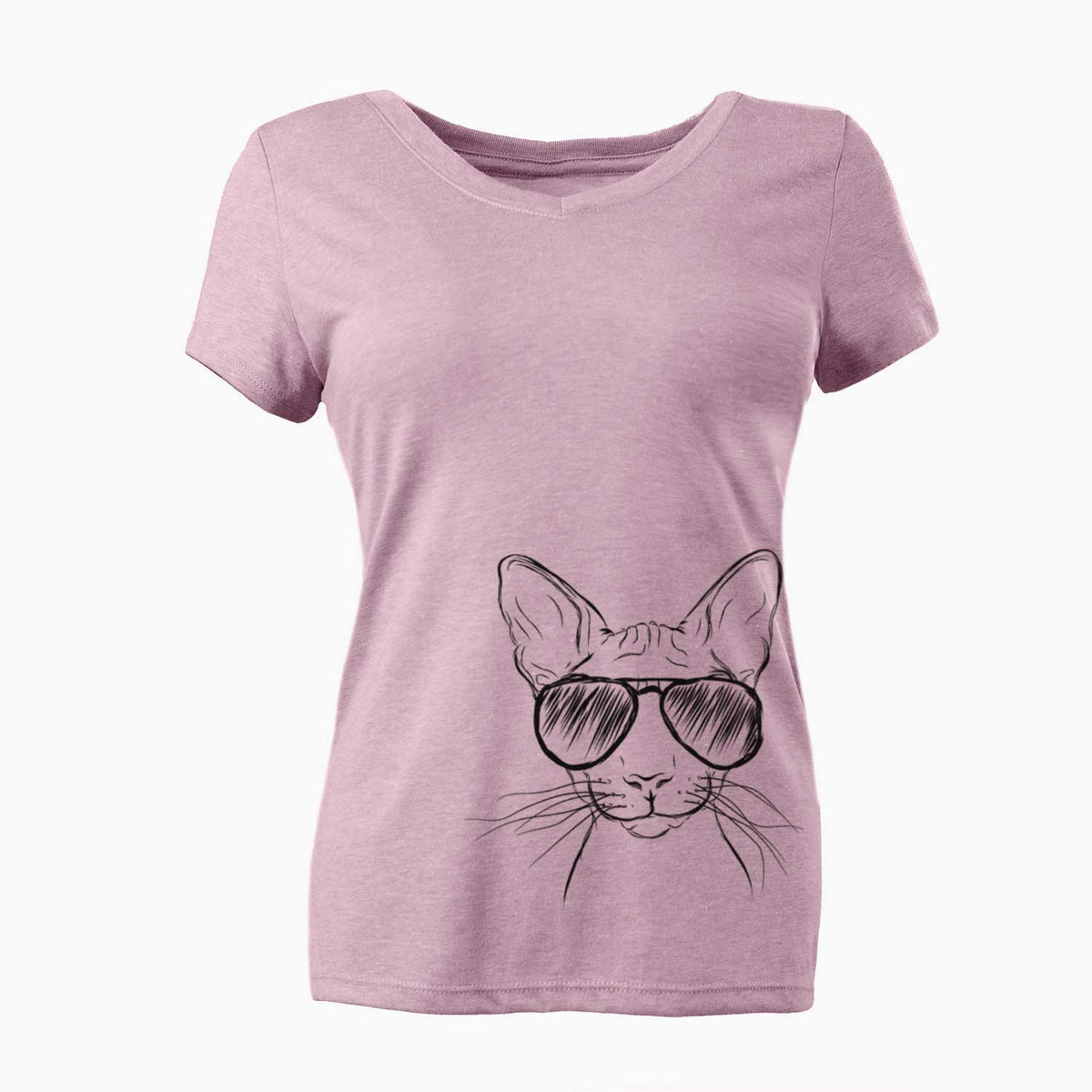 Aviator Sammy the Spinx Cat - Women's V-neck Shirt