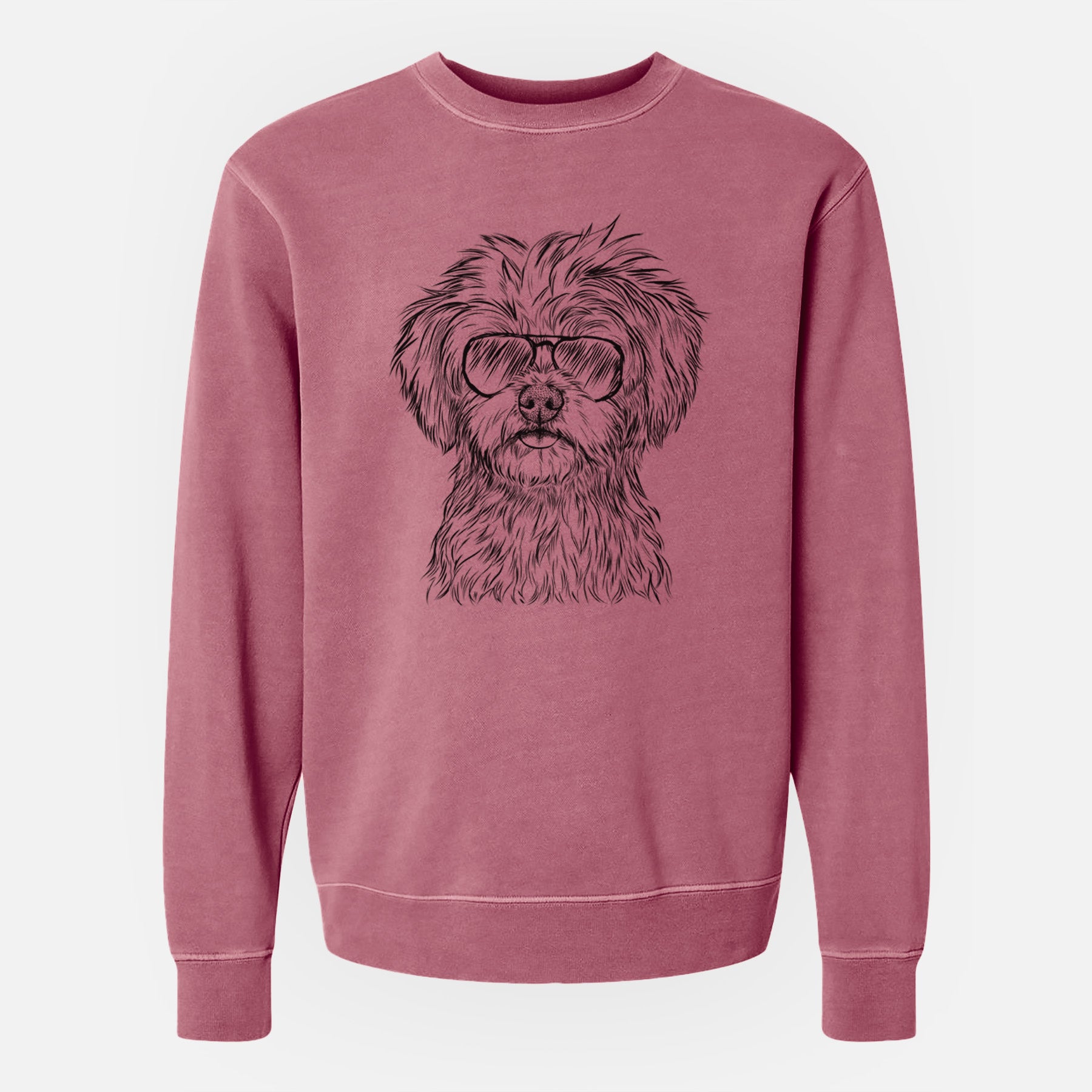 Aviator Sammy the Shorkie - Unisex Pigment Dyed Crew Sweatshirt