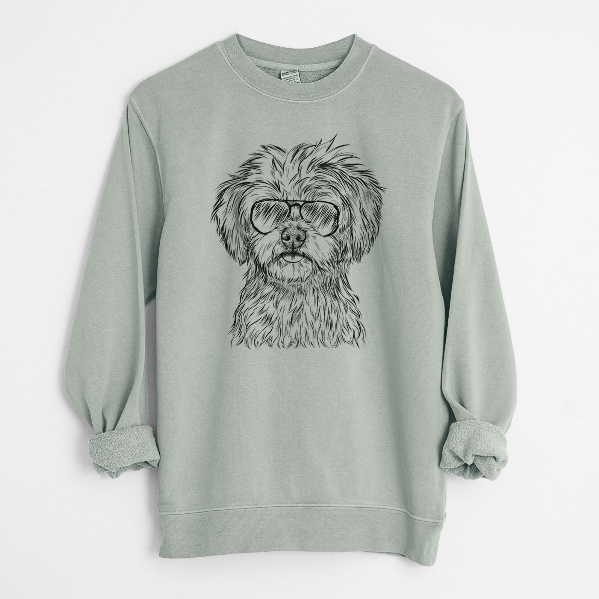 Aviator Sammy the Shorkie - Unisex Pigment Dyed Crew Sweatshirt