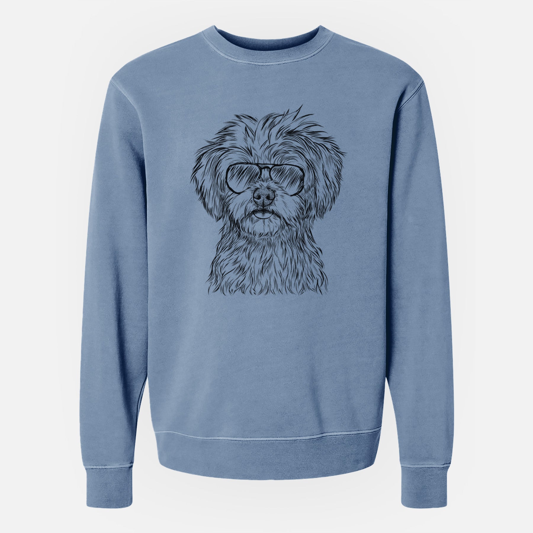 Aviator Sammy the Shorkie - Unisex Pigment Dyed Crew Sweatshirt