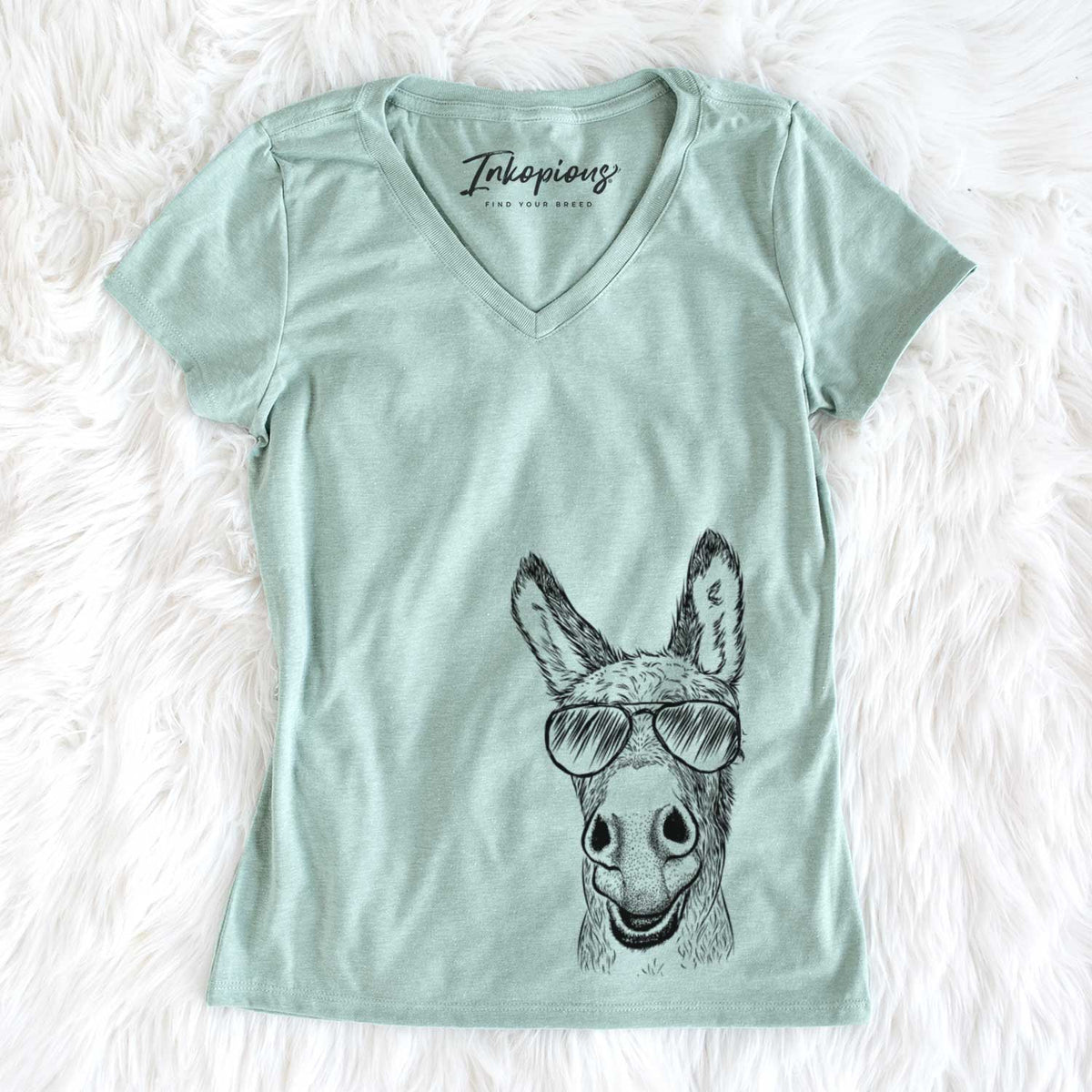 Aviator Samule the Donkey - Women's V-neck Shirt