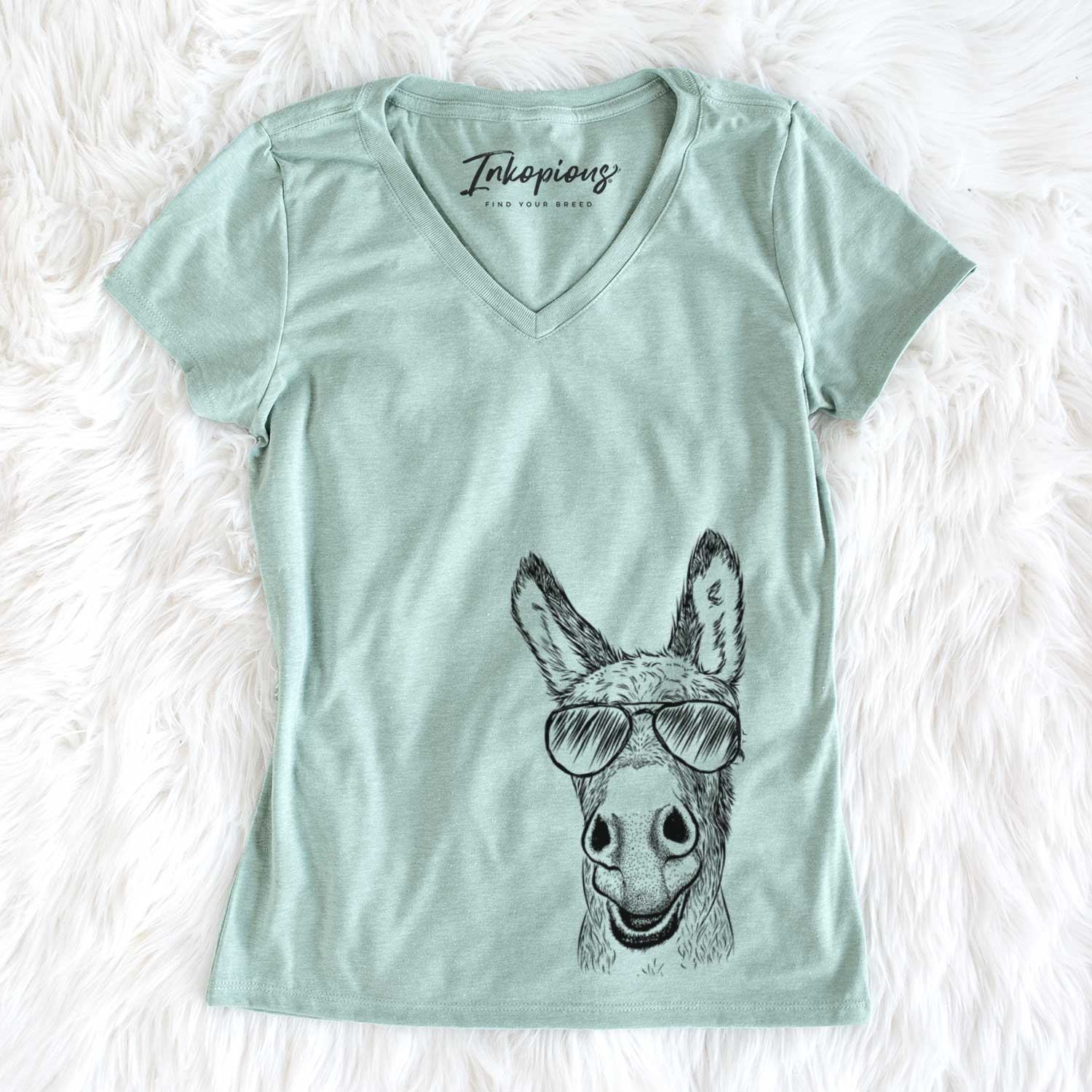 Aviator Samule the Donkey - Women's V-neck Shirt