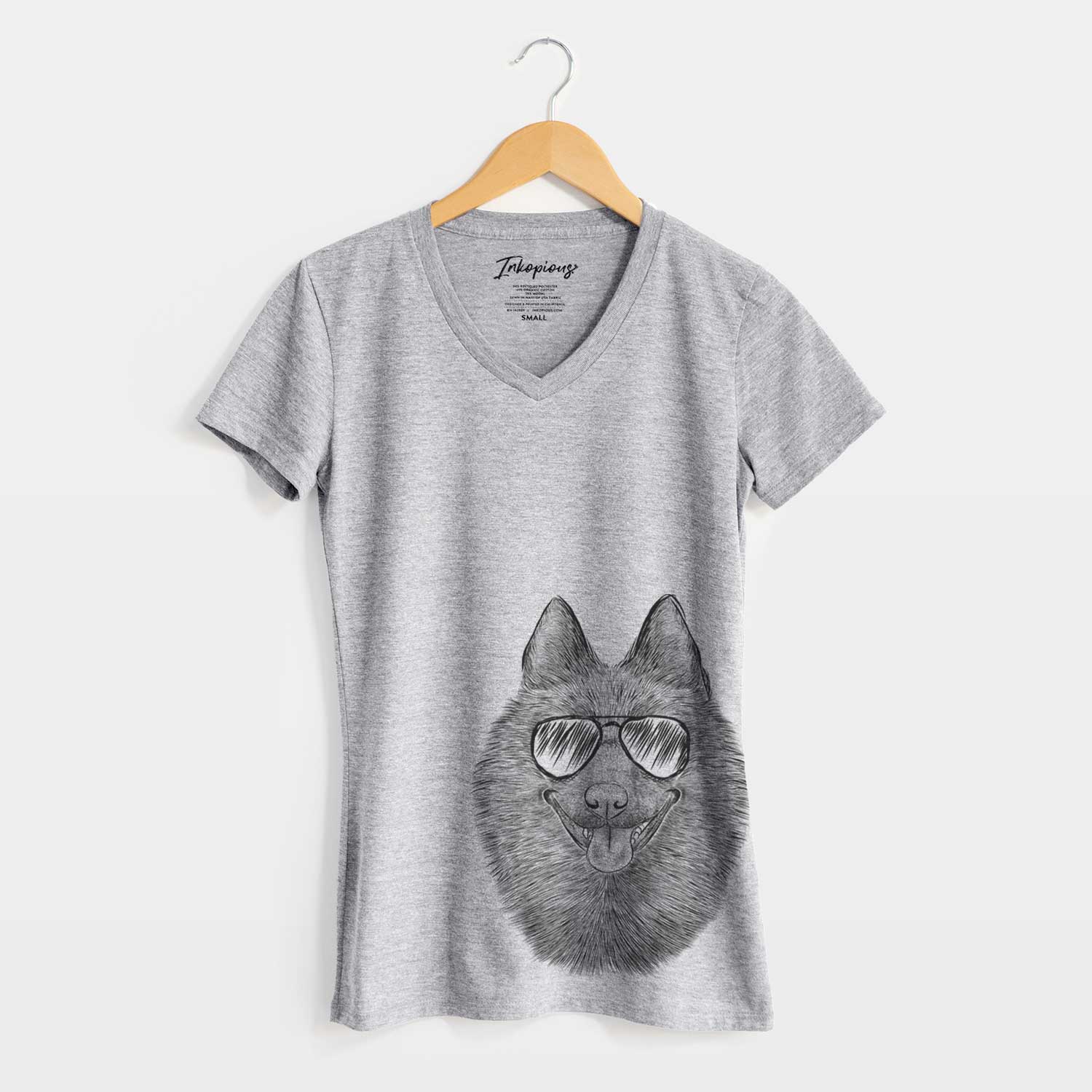 Aviator Sander the Schipperke - Women's V-neck Shirt