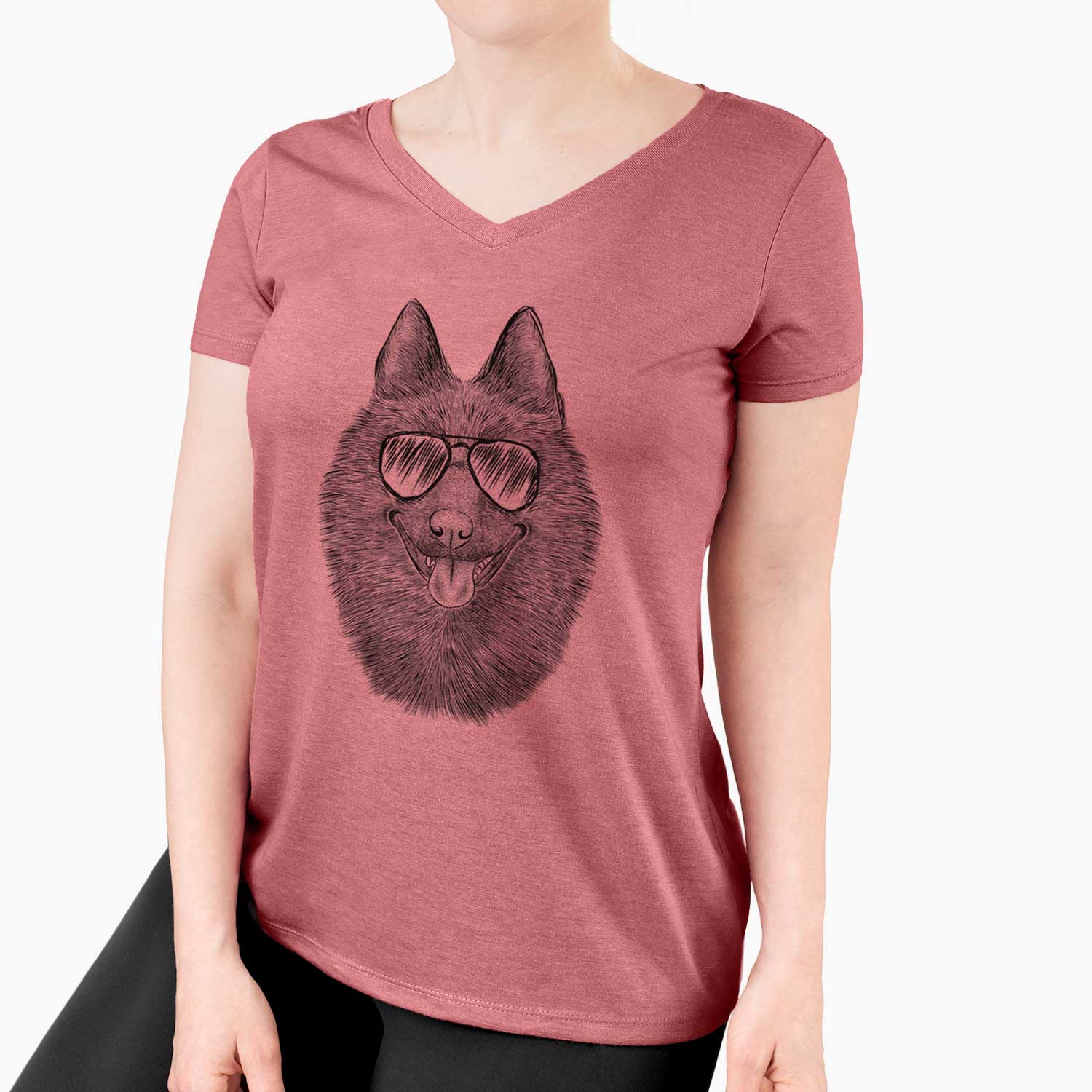 Aviator Sander the Schipperke - Women's V-neck Shirt