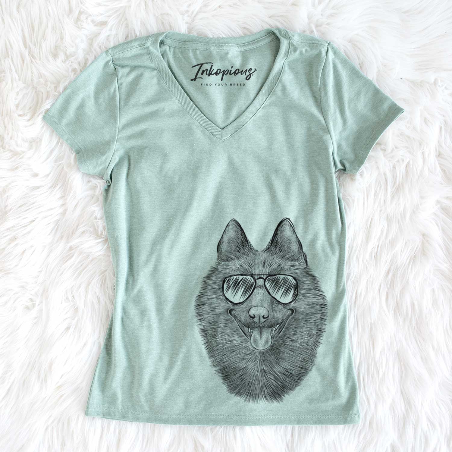 Aviator Sander the Schipperke - Women's V-neck Shirt