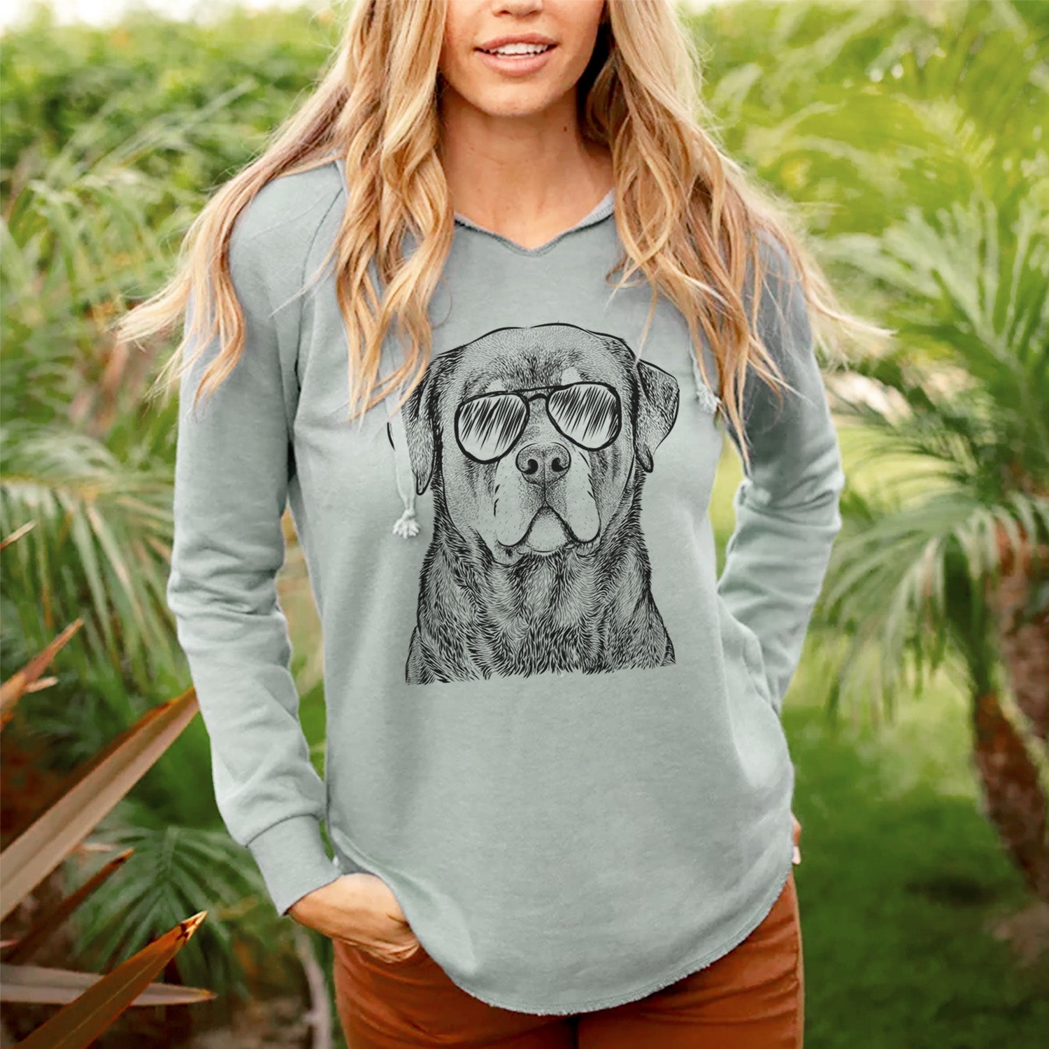 Aviator Sarge the Rottweiler - Cali Wave Hooded Sweatshirt