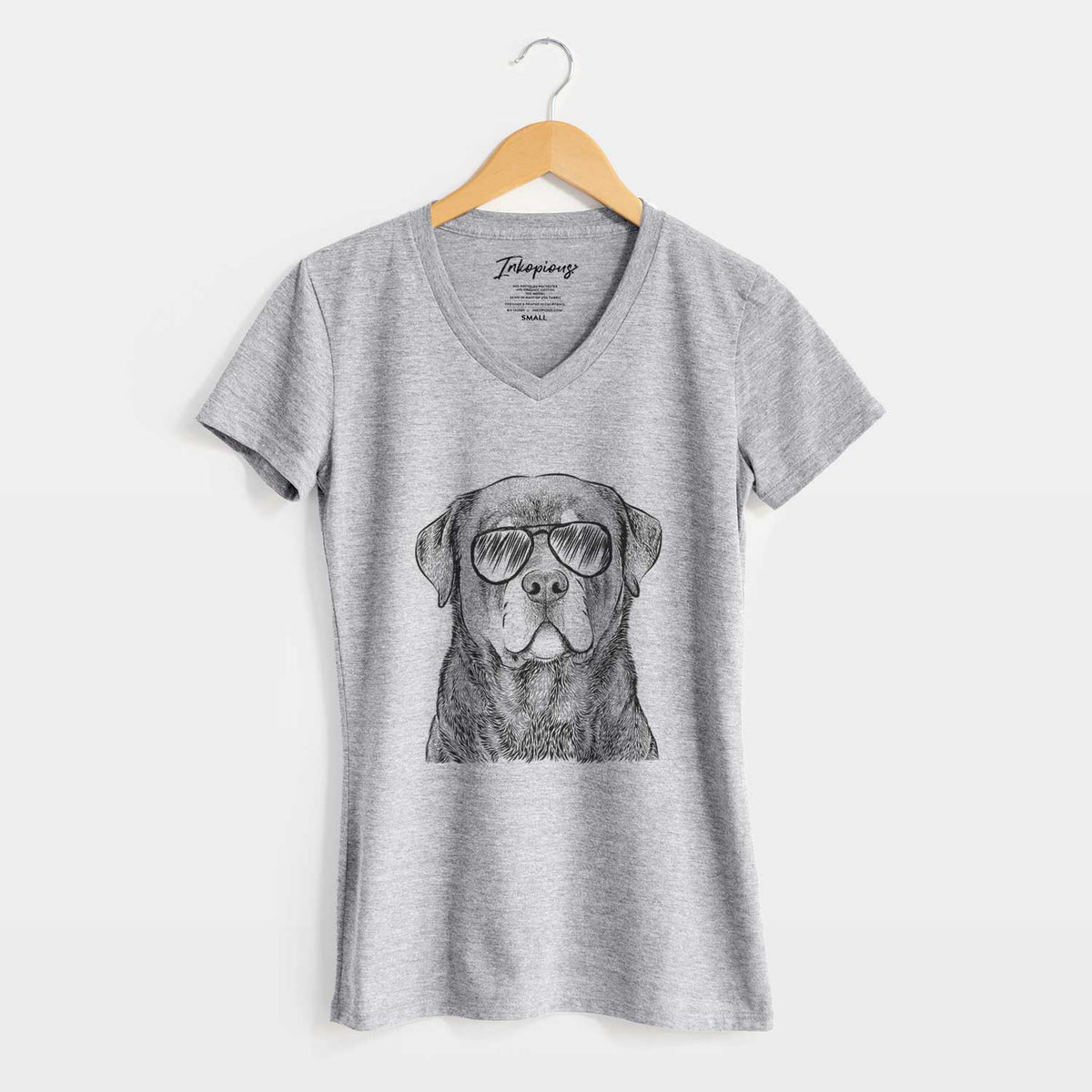 Aviator Sarge the Rottweiler - Women's V-neck Shirt
