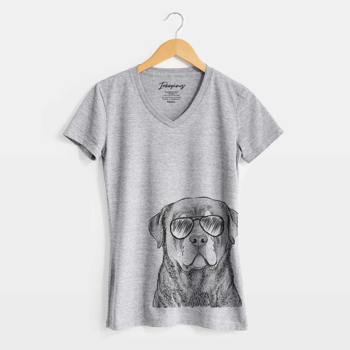 Aviator Sarge the Rottweiler - Women's V-neck Shirt