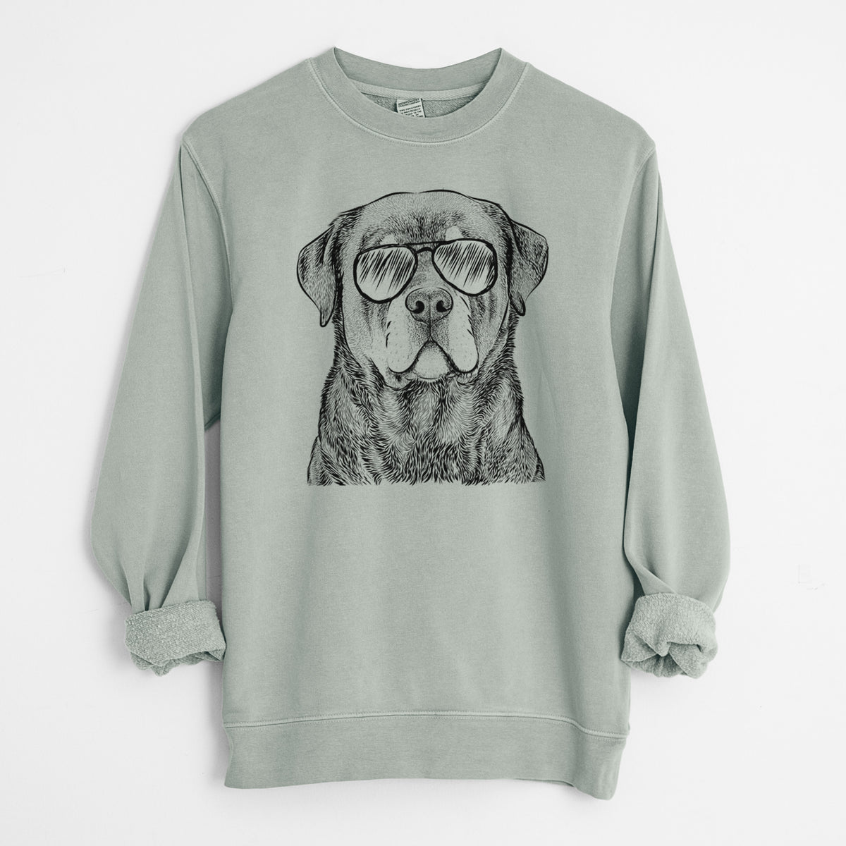 Aviator Sarge the Rottweiler - Unisex Pigment Dyed Crew Sweatshirt