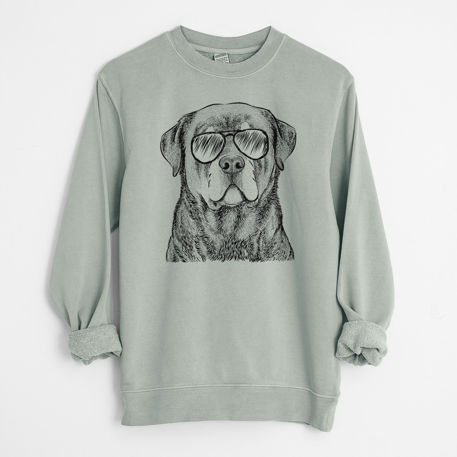 Aviator Sarge the Rottweiler - Unisex Pigment Dyed Crew Sweatshirt