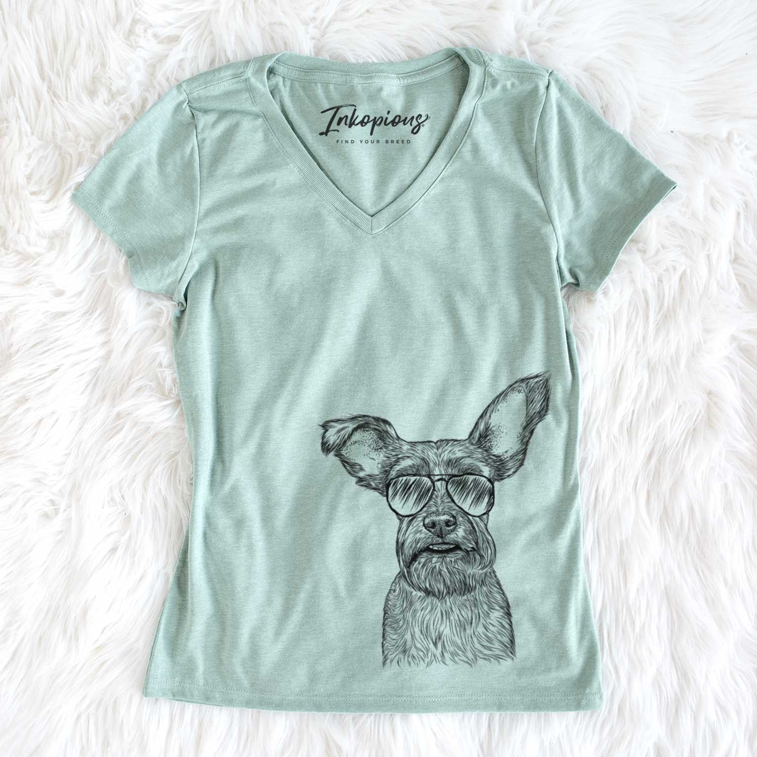 Aviator Sawyer the Snorkie - Women's V-neck Shirt