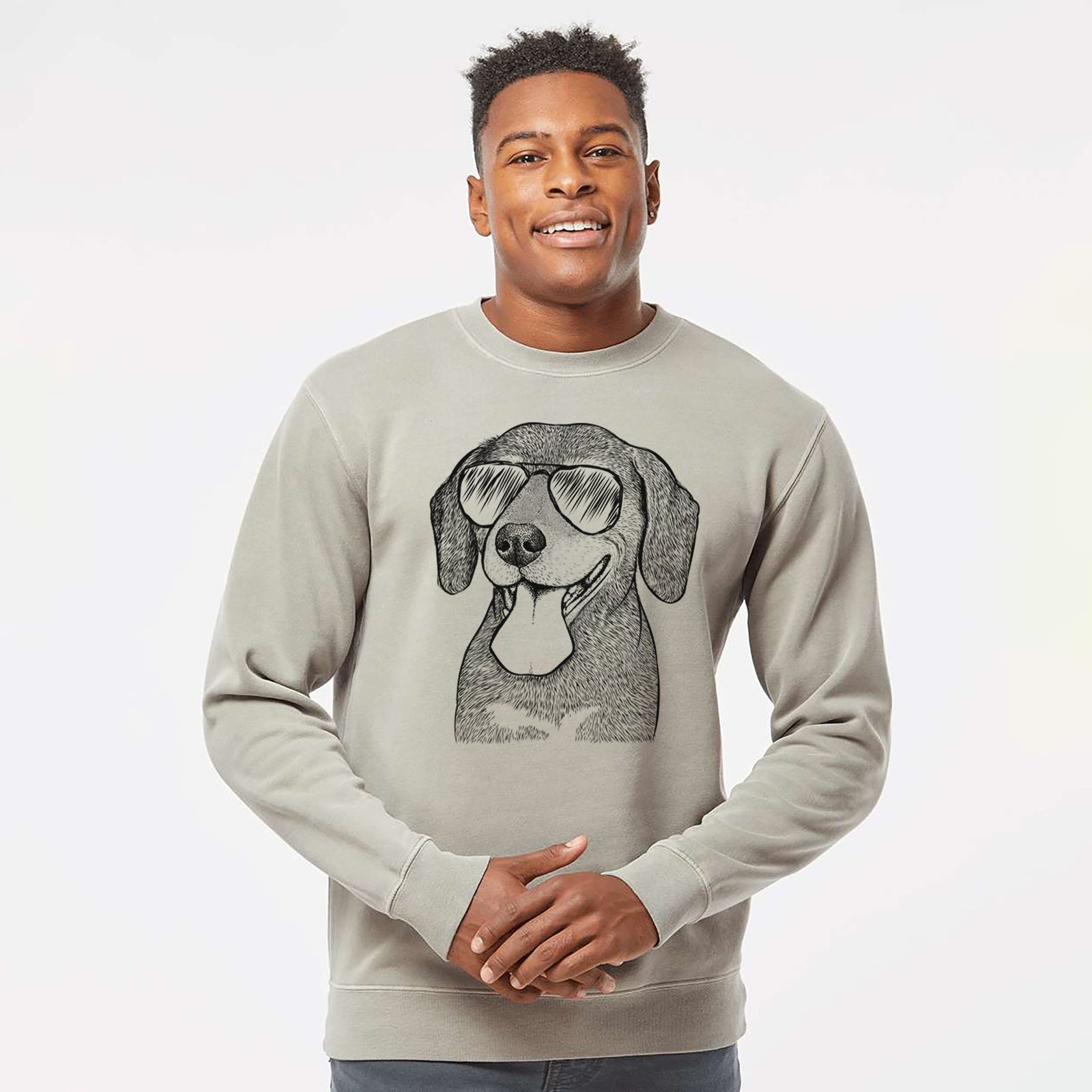 Aviator Scarlett the Beagle - Unisex Pigment Dyed Crew Sweatshirt