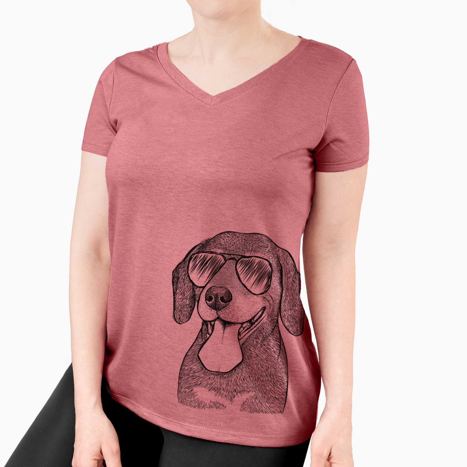Aviator Scarlett the Beagle - Women's V-neck Shirt