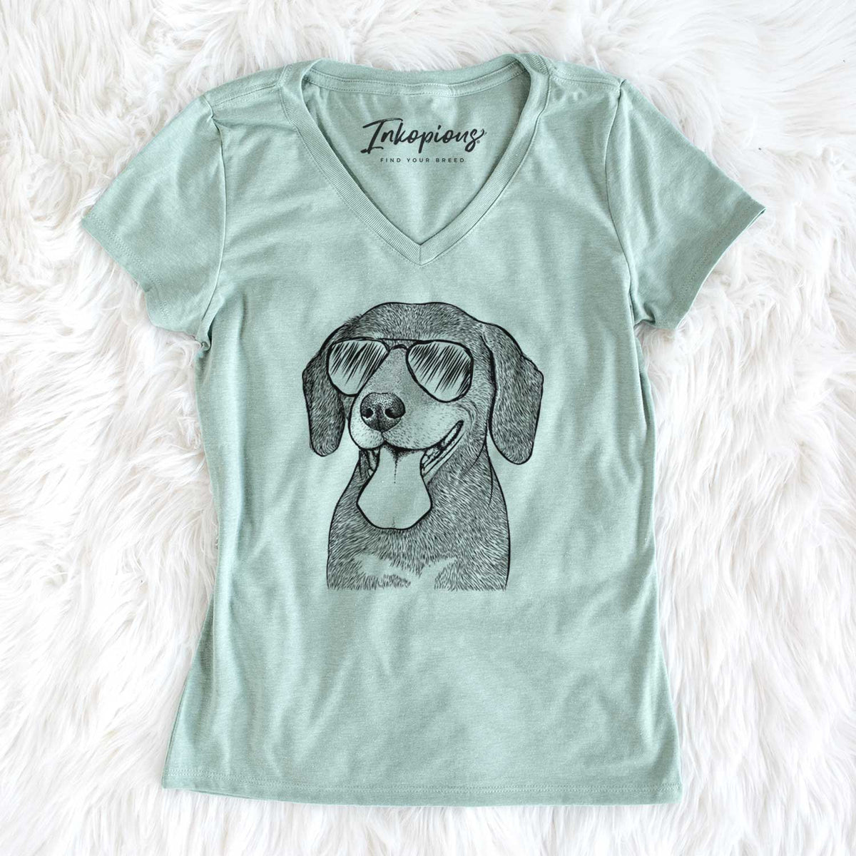 Aviator Scarlett the Beagle - Women's V-neck Shirt