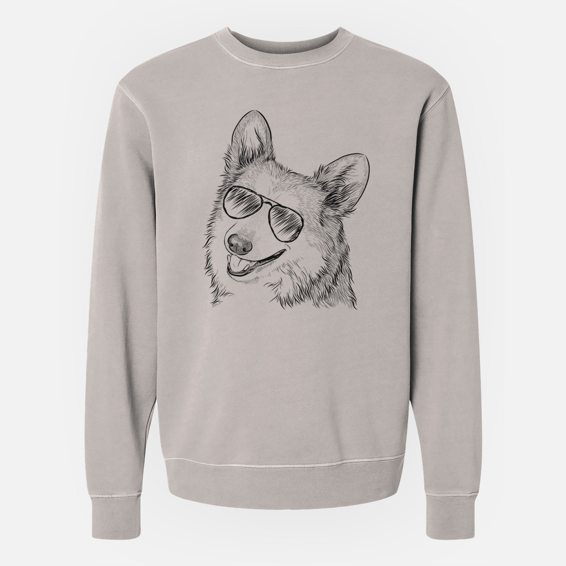 Aviator Scout the Pembroke Welsh Corgi - Unisex Pigment Dyed Crew Sweatshirt