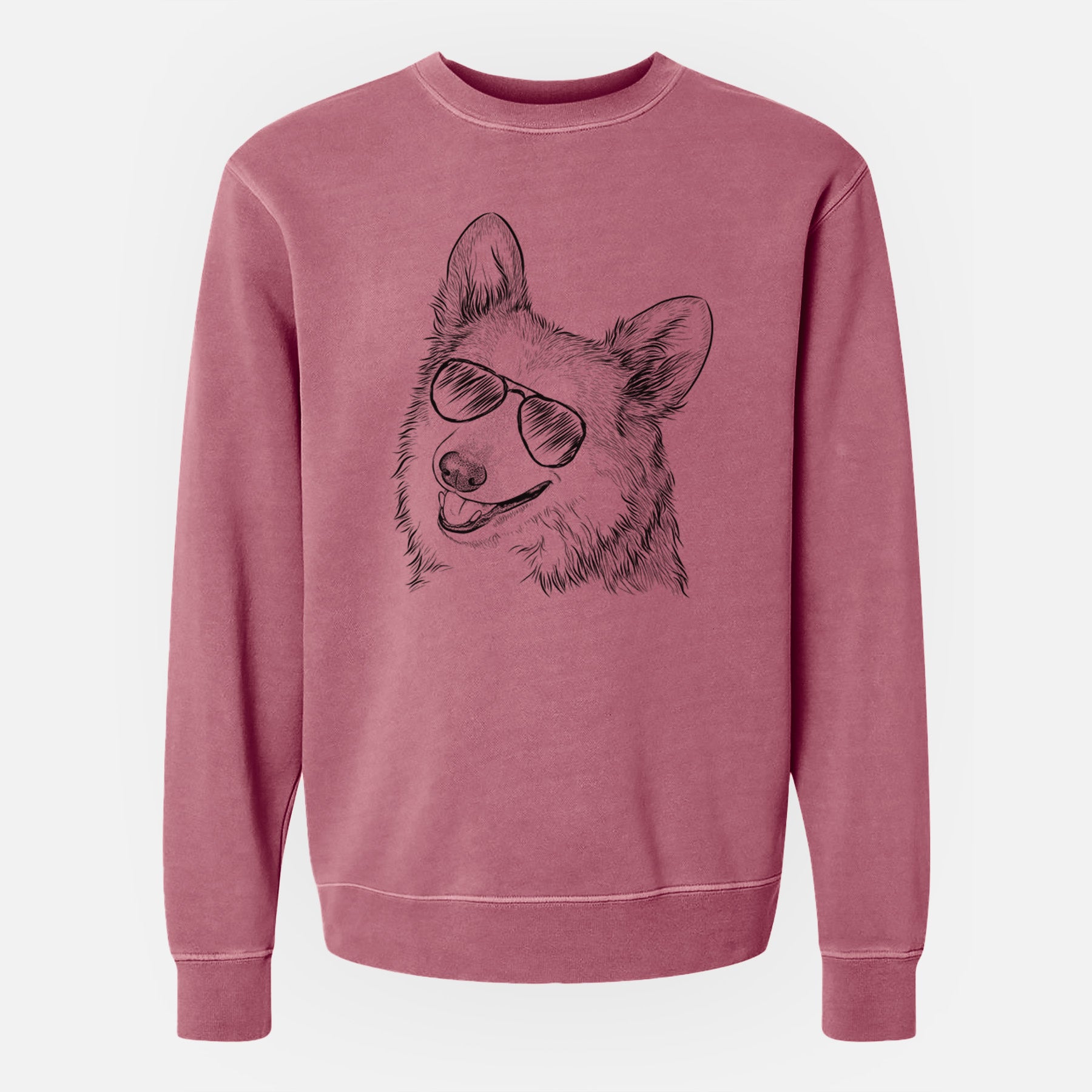 Aviator Scout the Pembroke Welsh Corgi - Unisex Pigment Dyed Crew Sweatshirt