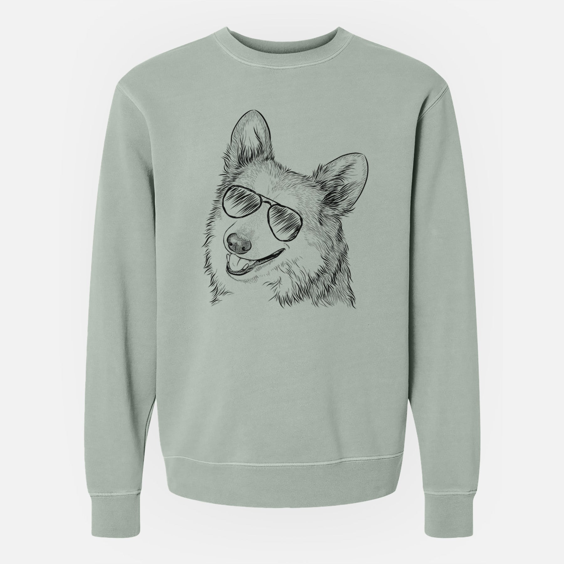 Aviator Scout the Pembroke Welsh Corgi - Unisex Pigment Dyed Crew Sweatshirt