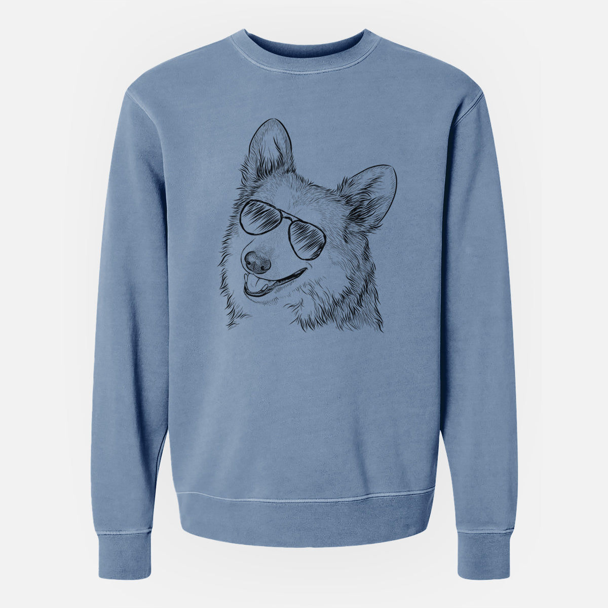 Aviator Scout the Pembroke Welsh Corgi - Unisex Pigment Dyed Crew Sweatshirt
