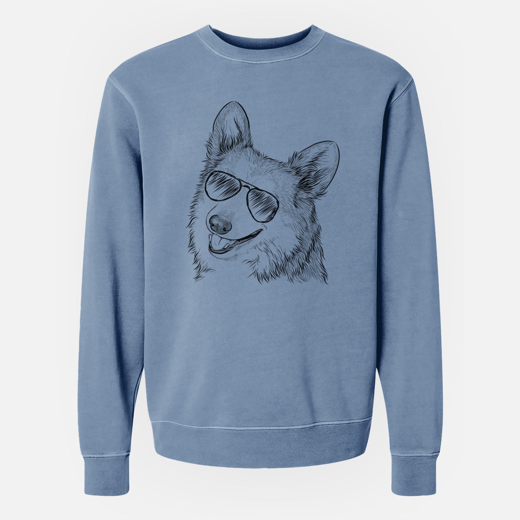 Aviator Scout the Pembroke Welsh Corgi - Unisex Pigment Dyed Crew Sweatshirt