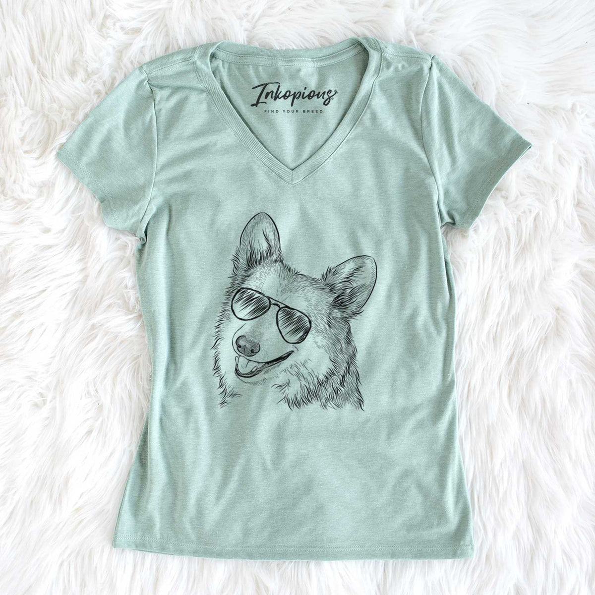 Aviator Scout the Pembroke Welsh Corgi - Women's V-neck Shirt