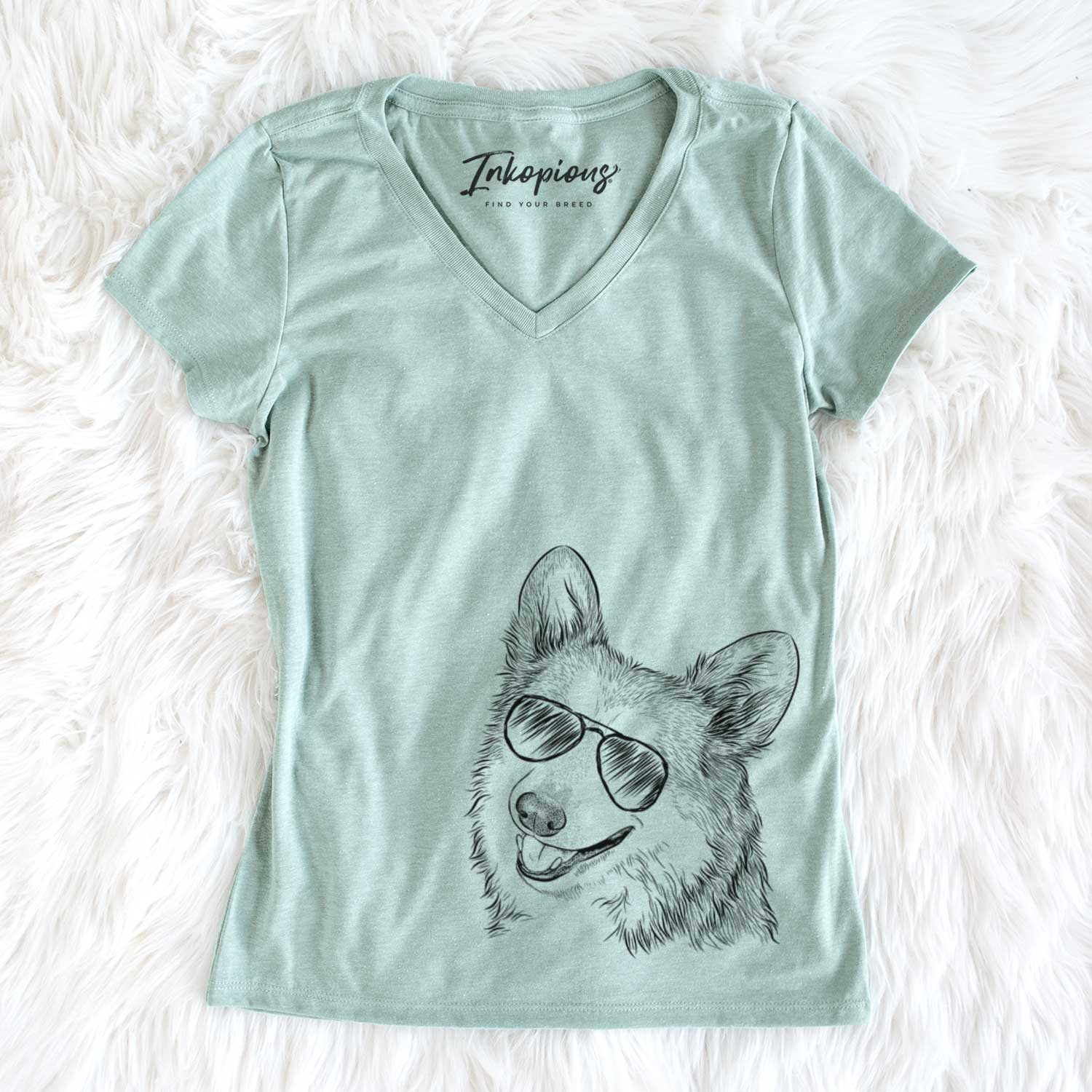 Scout the Pembroke Welsh Corgi - Women's V-neck Shirt