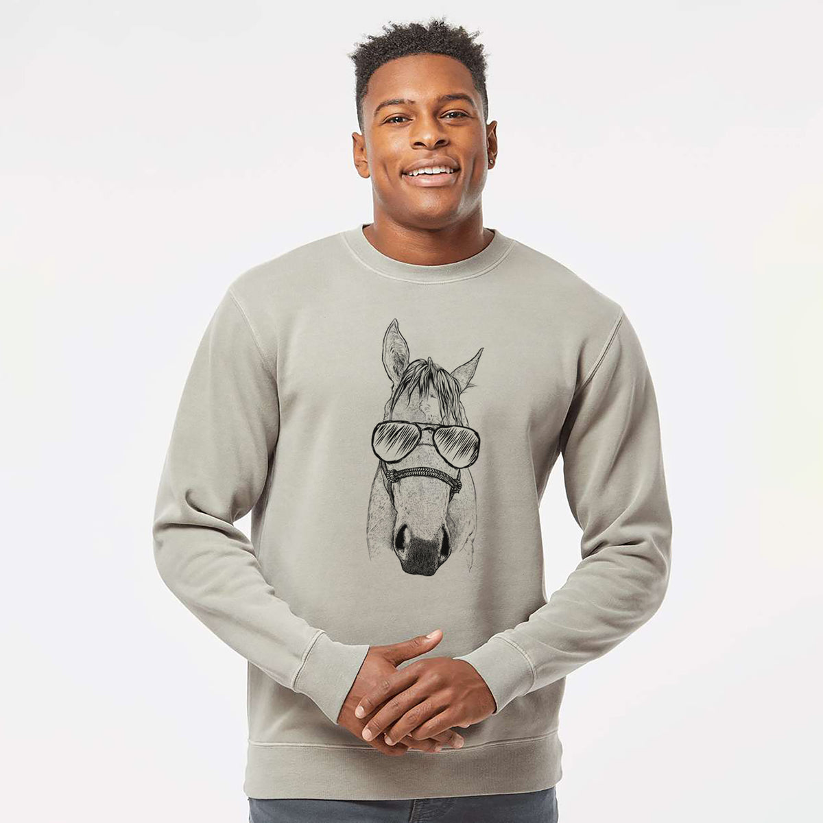 Aviator SeaBee the Quarter Horse - Unisex Pigment Dyed Crew Sweatshirt