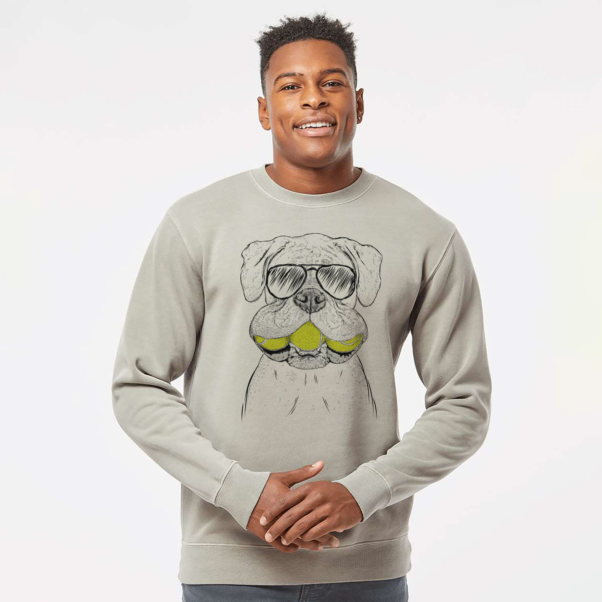 Aviator Seamus the Boxer - Unisex Pigment Dyed Crew Sweatshirt