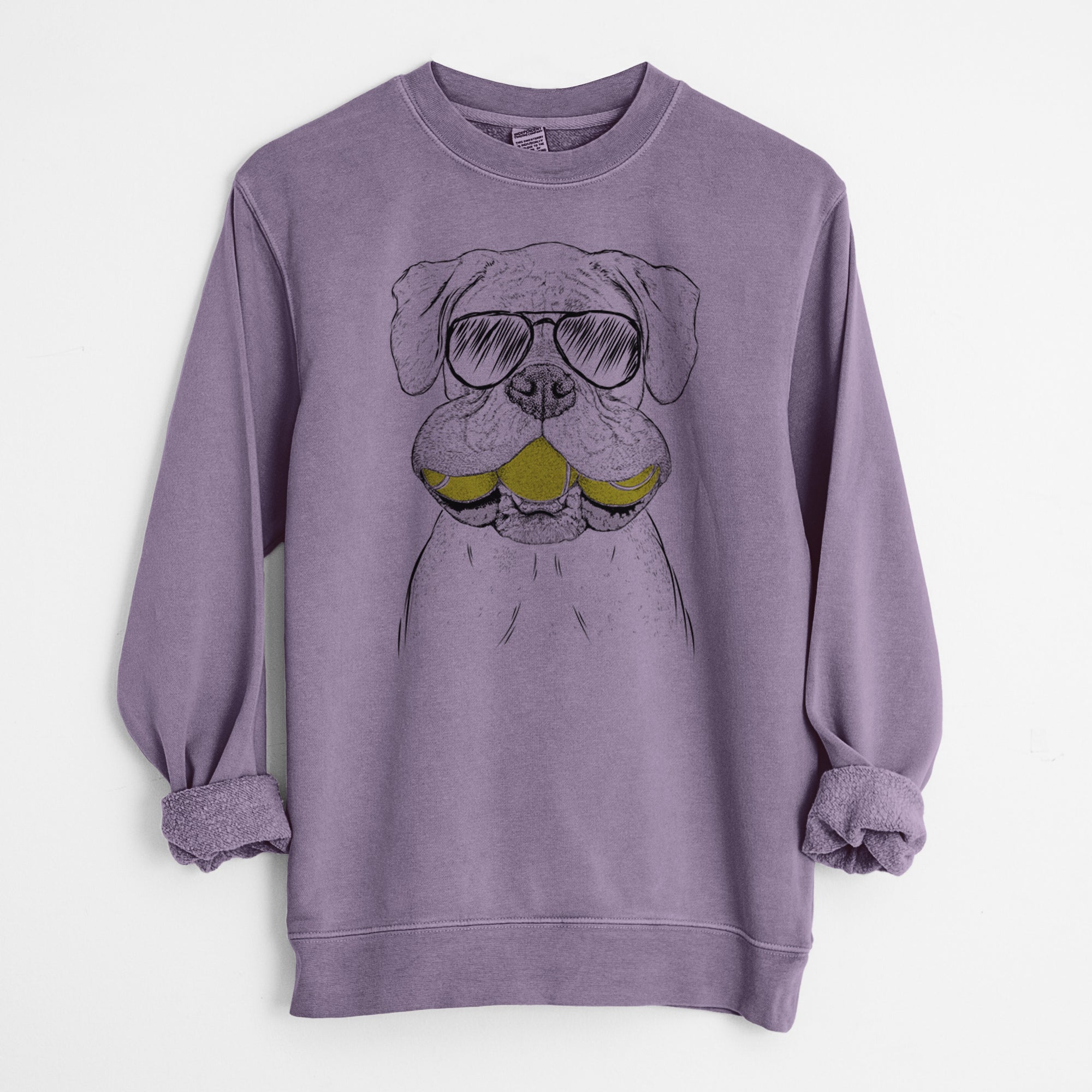 Aviator Seamus the Boxer - Unisex Pigment Dyed Crew Sweatshirt